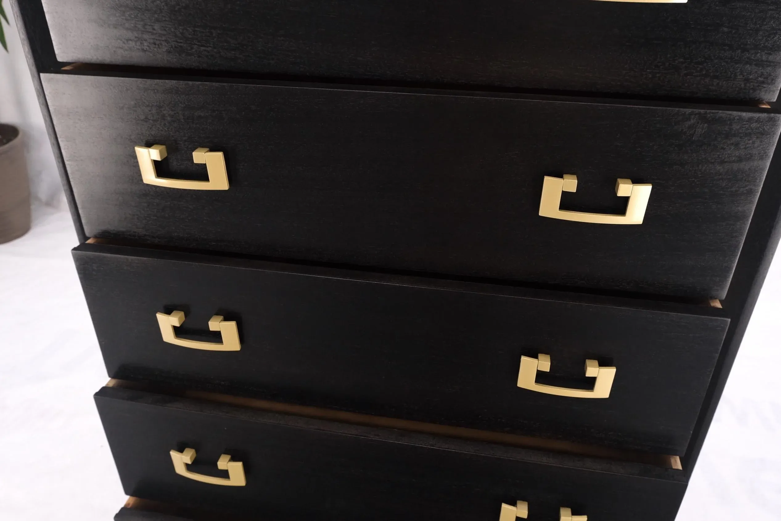 black and gold dresser tall Abigail 76cm Tallboy Dresser with Round Gold Handles in Black – Luxo Living main image 1