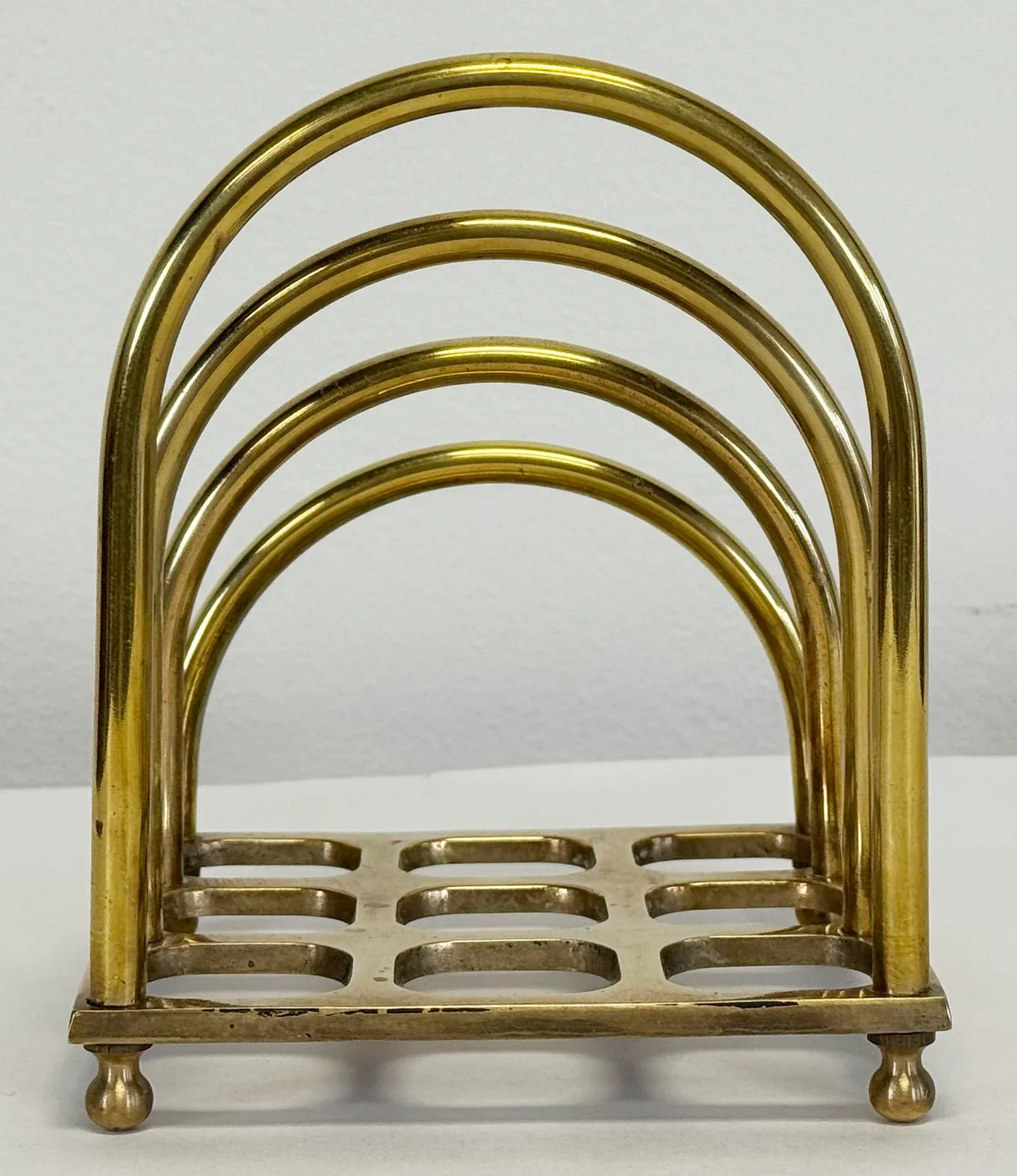 Vintage Brass Tiered Waffle Base Letter Holder