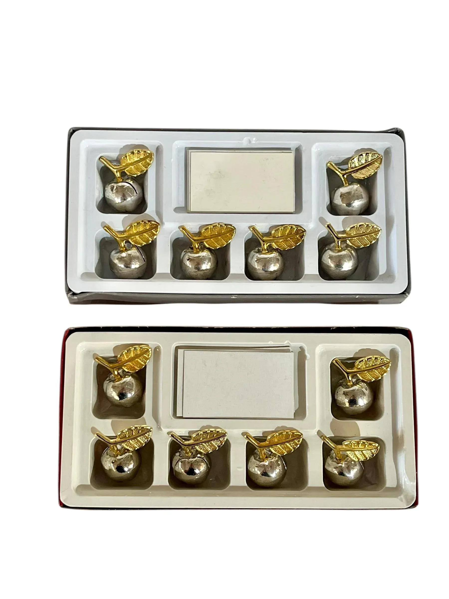 Appleヴィンテージコレクションセット Vintage Set of 12 Silver and Gold Plate Apple Place Card Menu