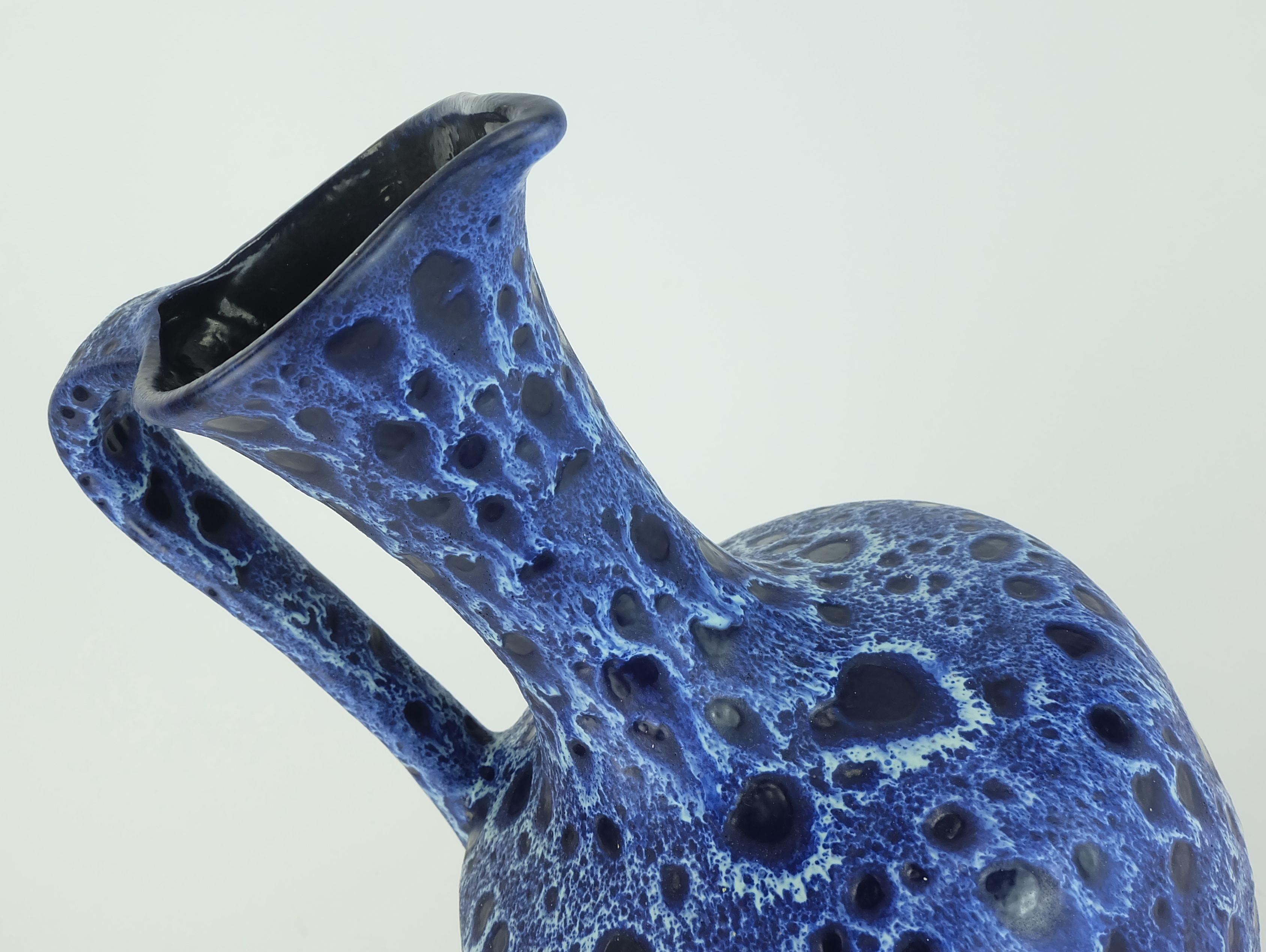 Large Model 228 Vase Jug in Blue Fat Lava Drip Glaze from