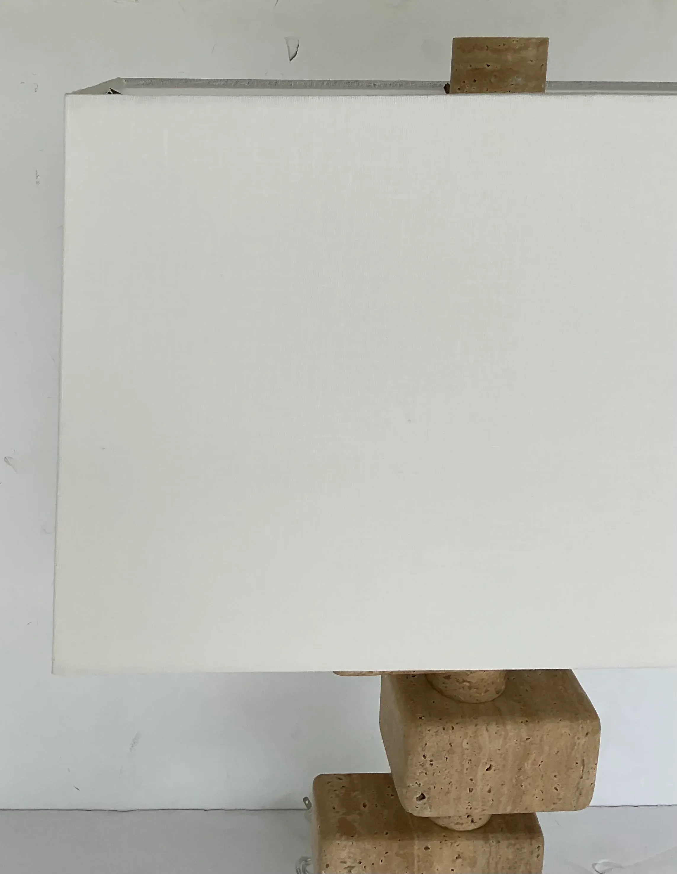 Revelation Modern Travertine Shuffle Table Lamps