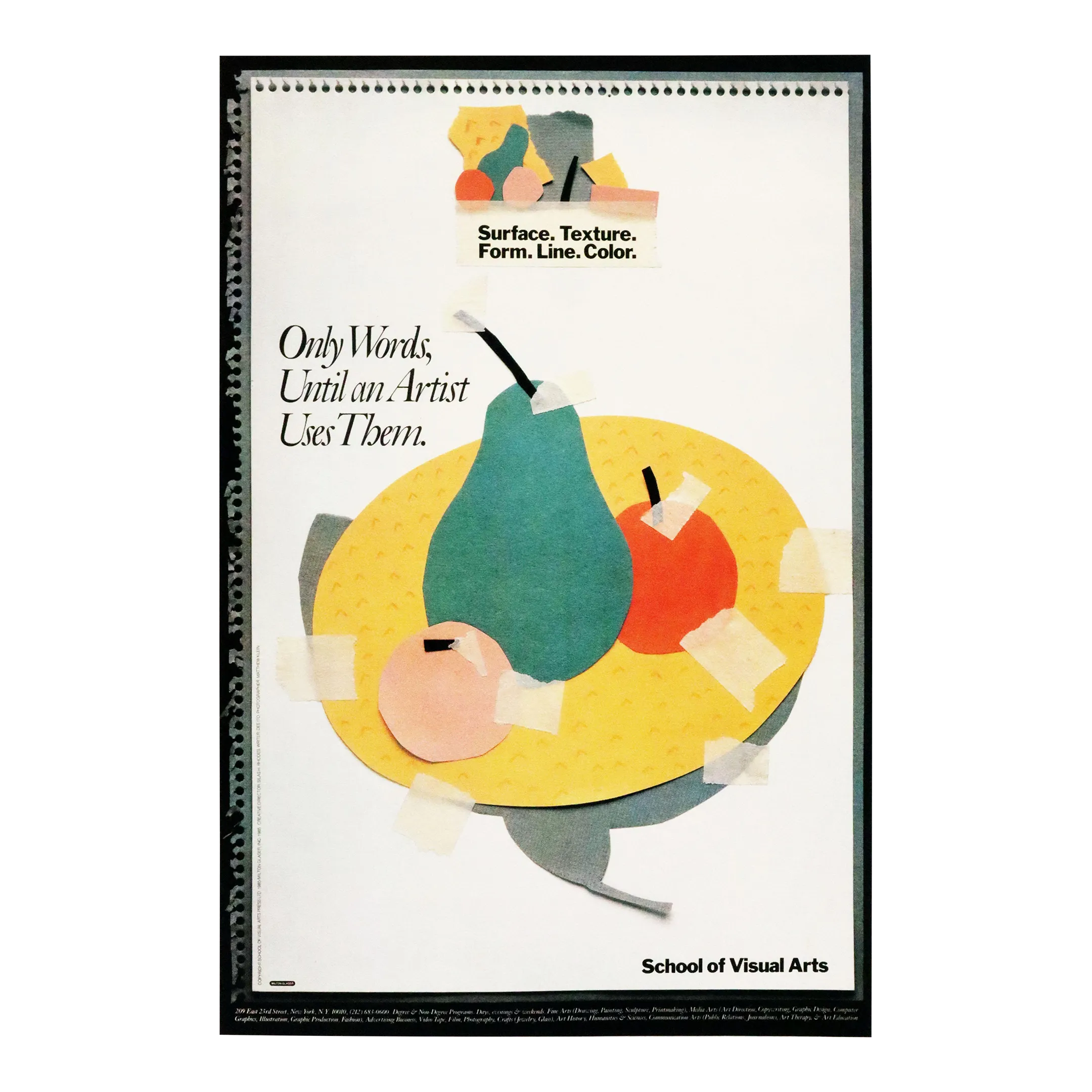 1986 Milton Glaser Mohawk Graphics Collection Poster, Collage, School of Visual Arts