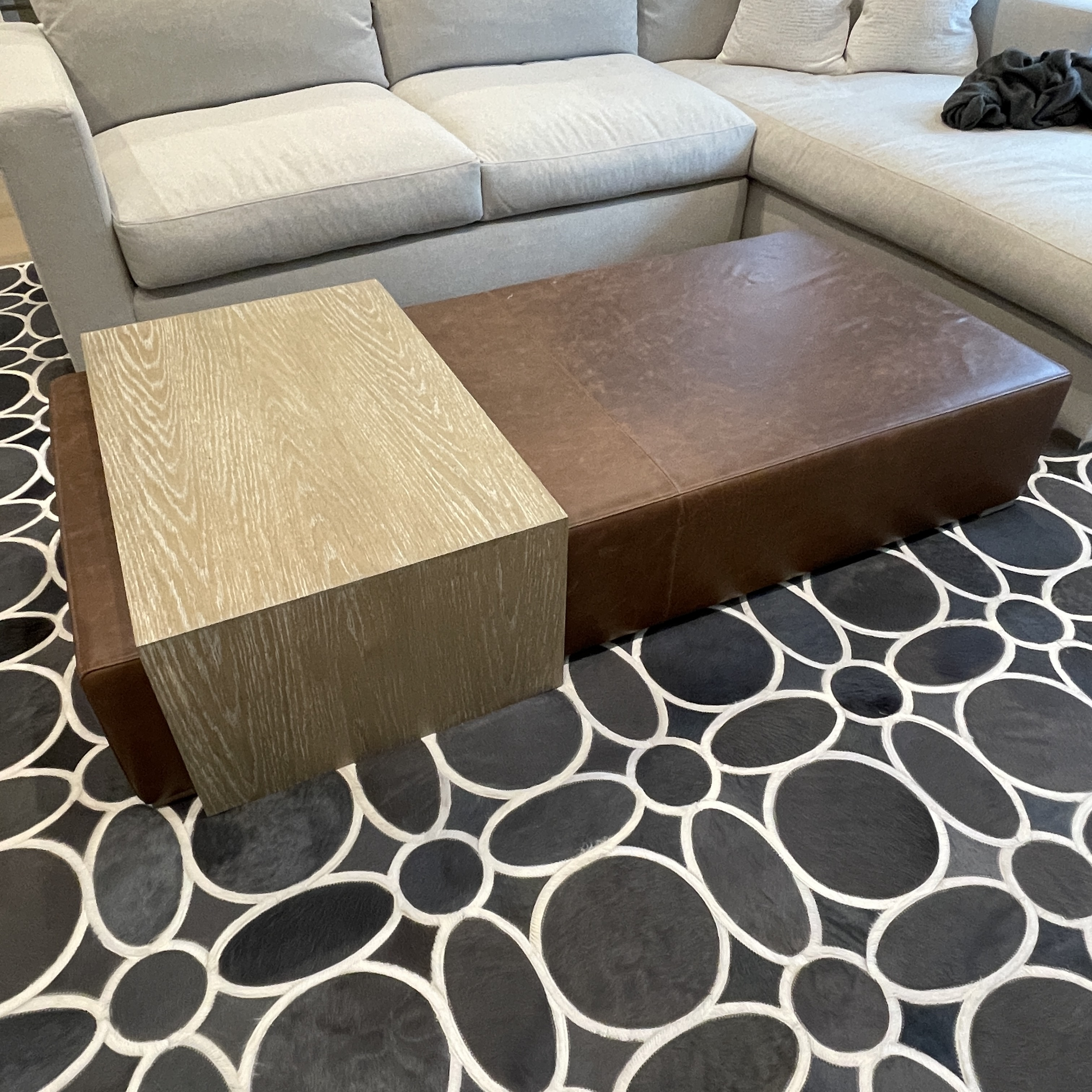Restoration hardware leather on sale ottoman coffee table