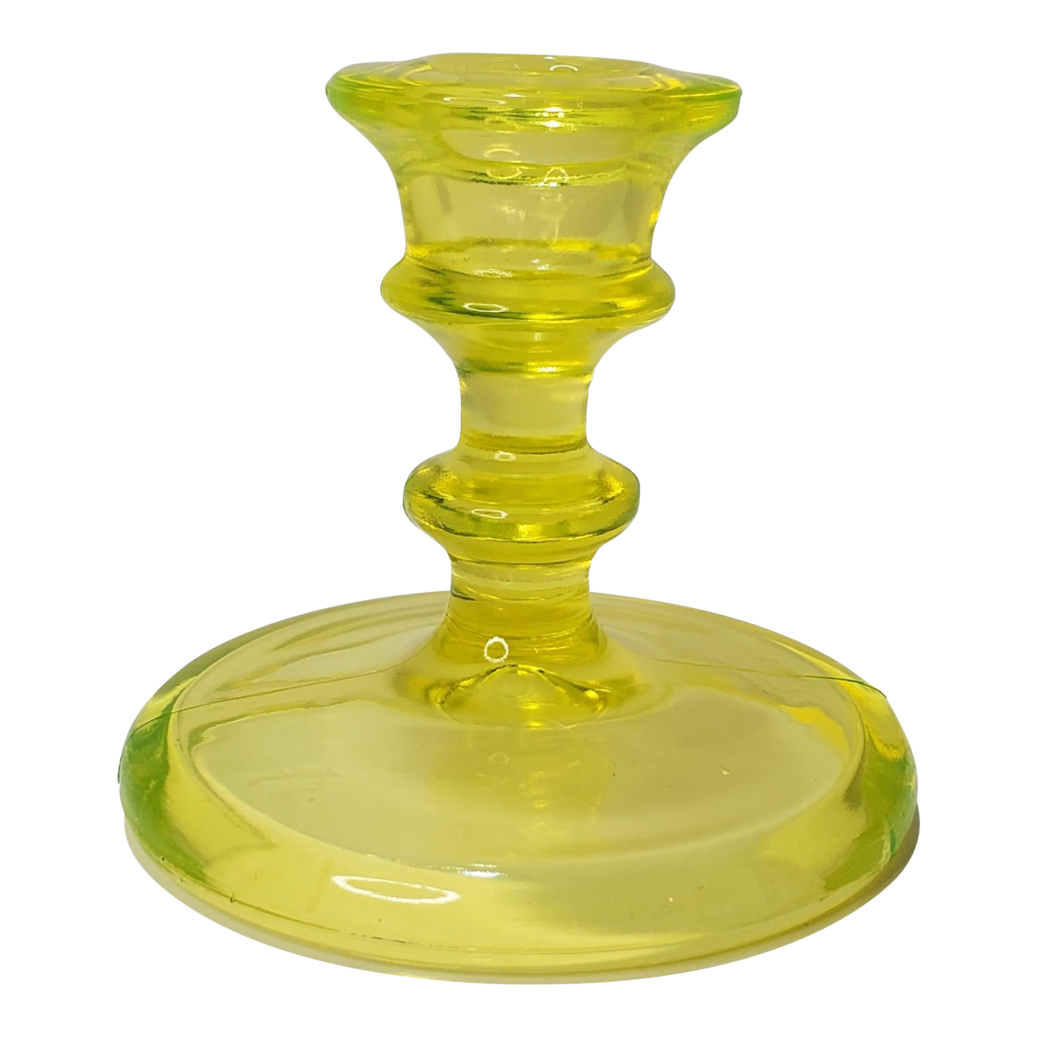 Art Deco Vaseline Glass Candlestick Holder Chairish