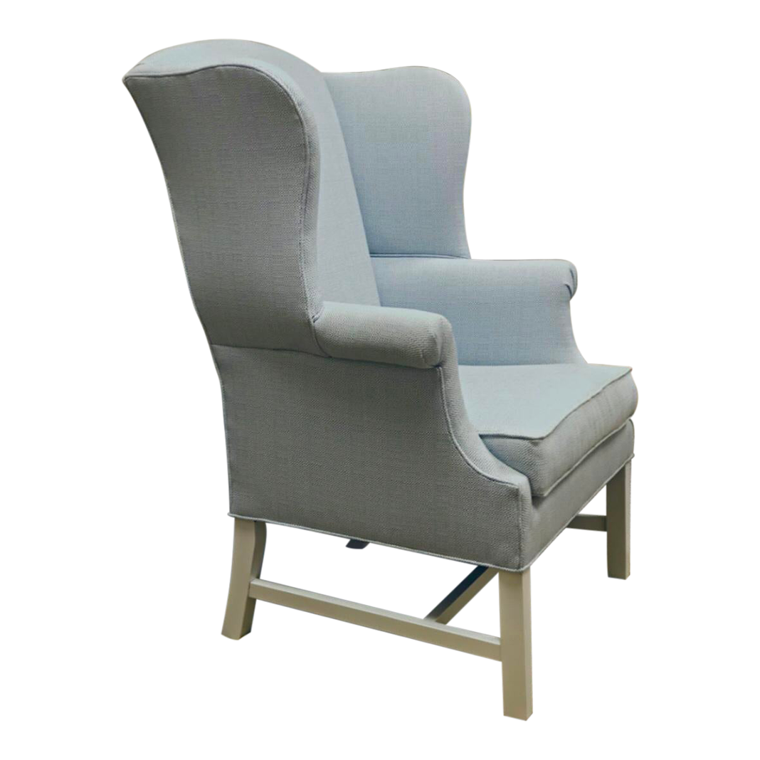 Blue and White Wingback Chair Chairish