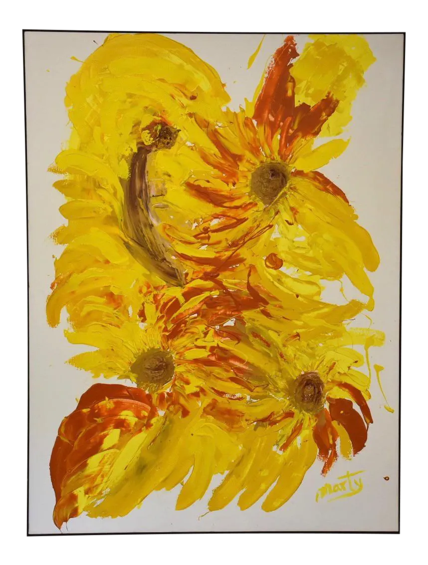 Abstract Yellow Painting Signed “Marty Chairish