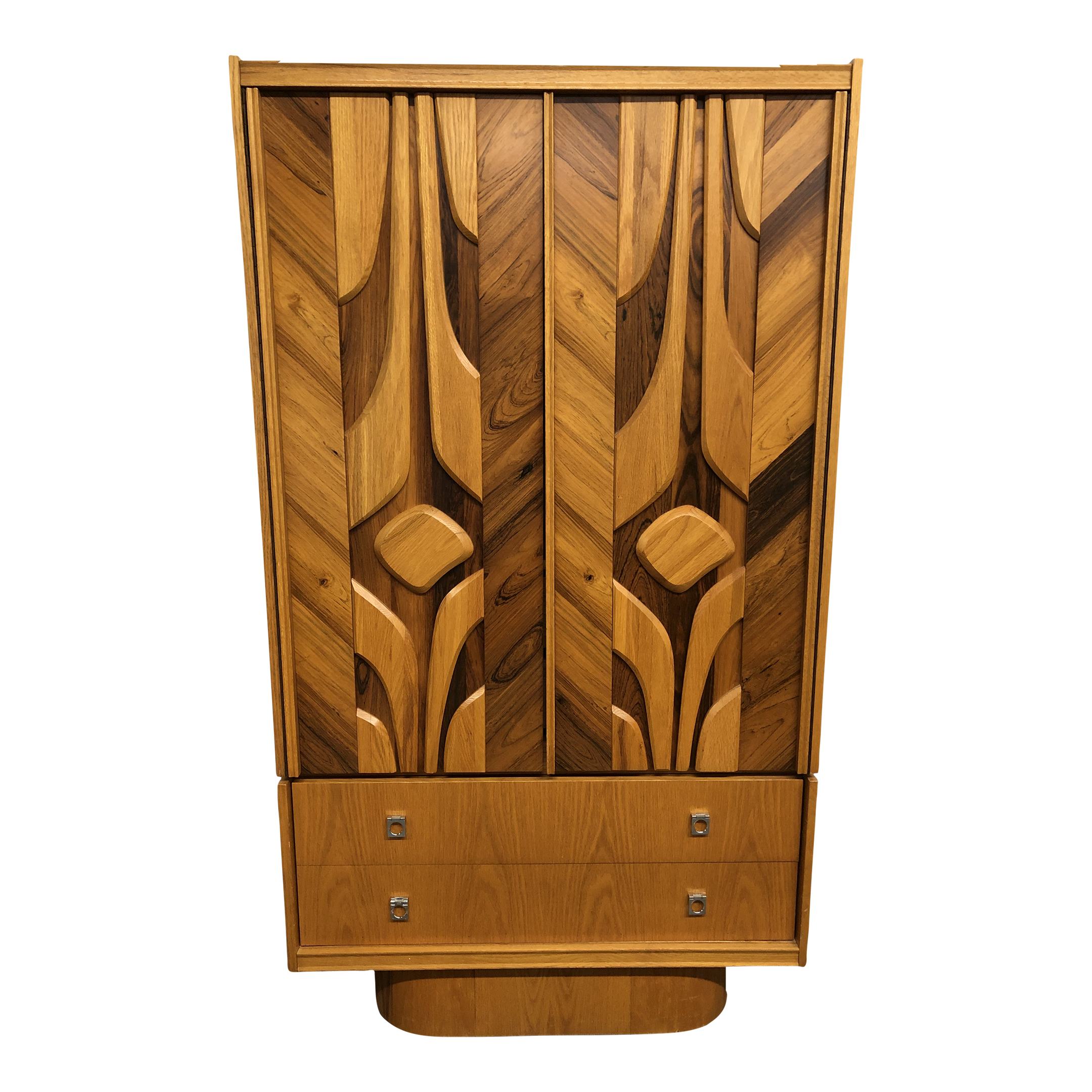 1970s Canadian Oak Brutalist Style Armoire