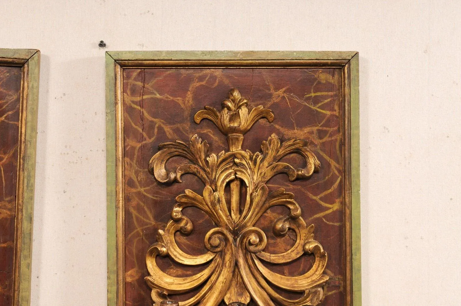 19th Century Fragment Mounted 3-Light Sconces - a Pair