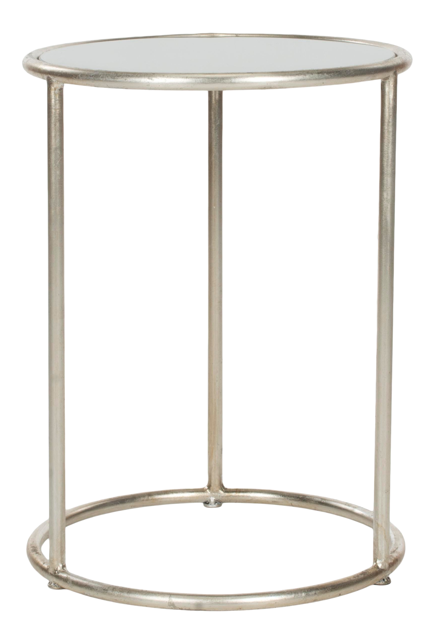 Glass Top Accent Table in Silver & Grey Chairish