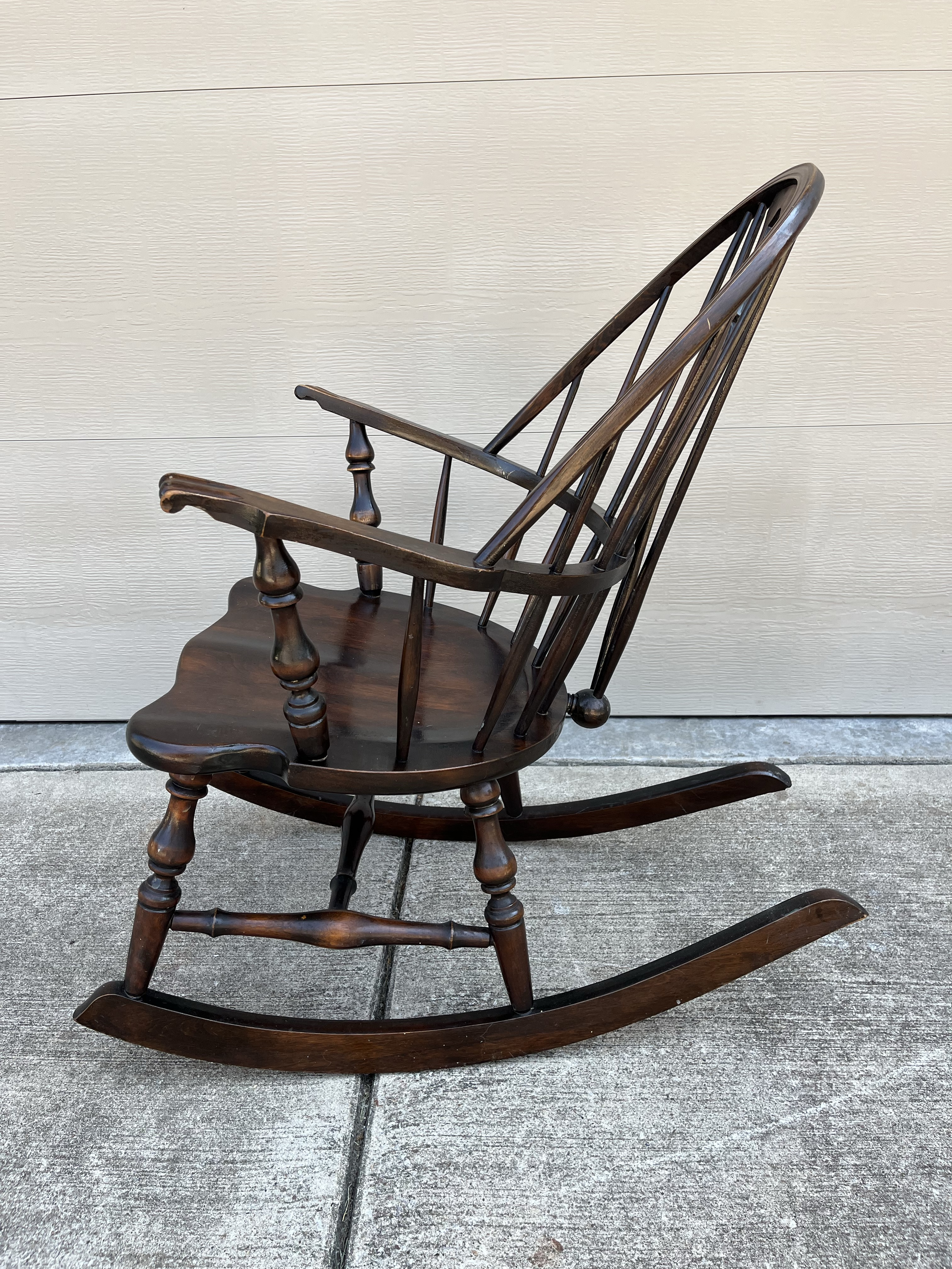 Antique Bow Back Braced Windsor Style Rocking Chair