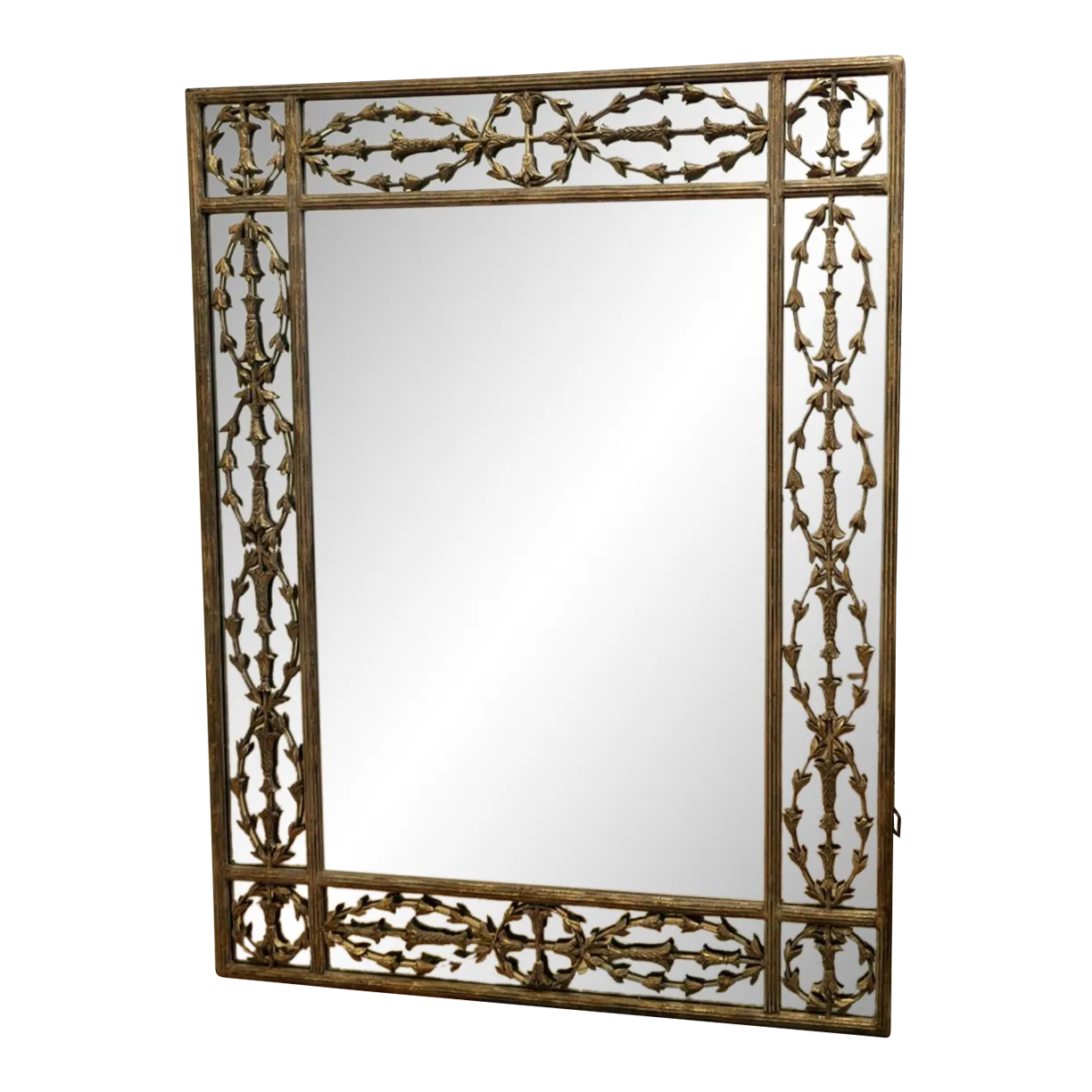 Antique Gilded Iron Wall Mirror.