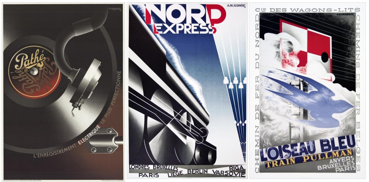 Bundle - 3 Assorted A. M. Cassandre Vintage Travel by Train