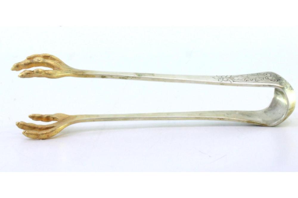 Bird Claws-Shaped Gilded Silver Ice Tongs