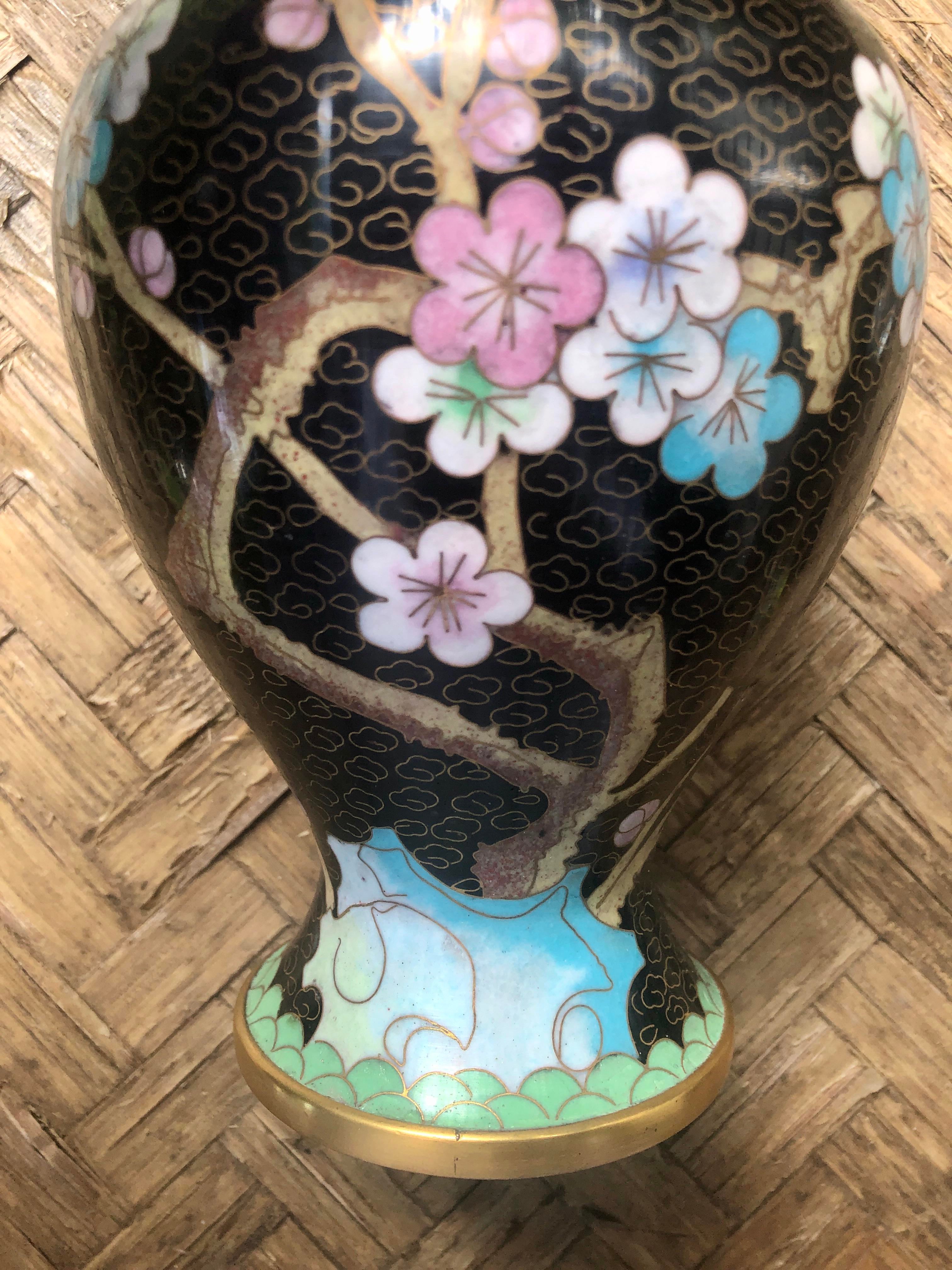 中国七宝焼き花瓶 - Chinese Cloisonné Floral Vase Vintage Cloisonne Vase Enamel Zi Jin Cheng - China - 1970 - Etsy