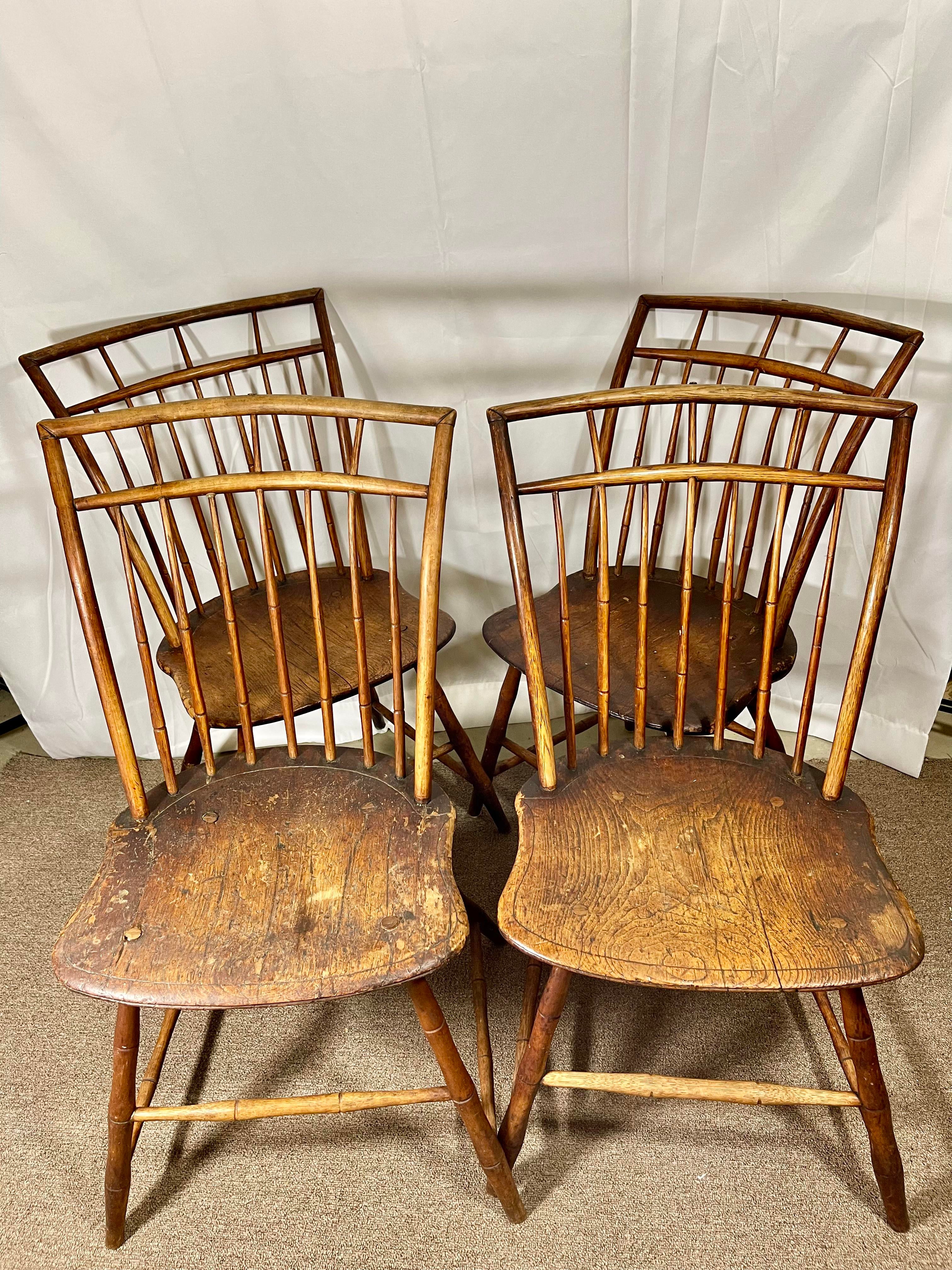 Antique American Windsor Birdcage Chairs Set of 4