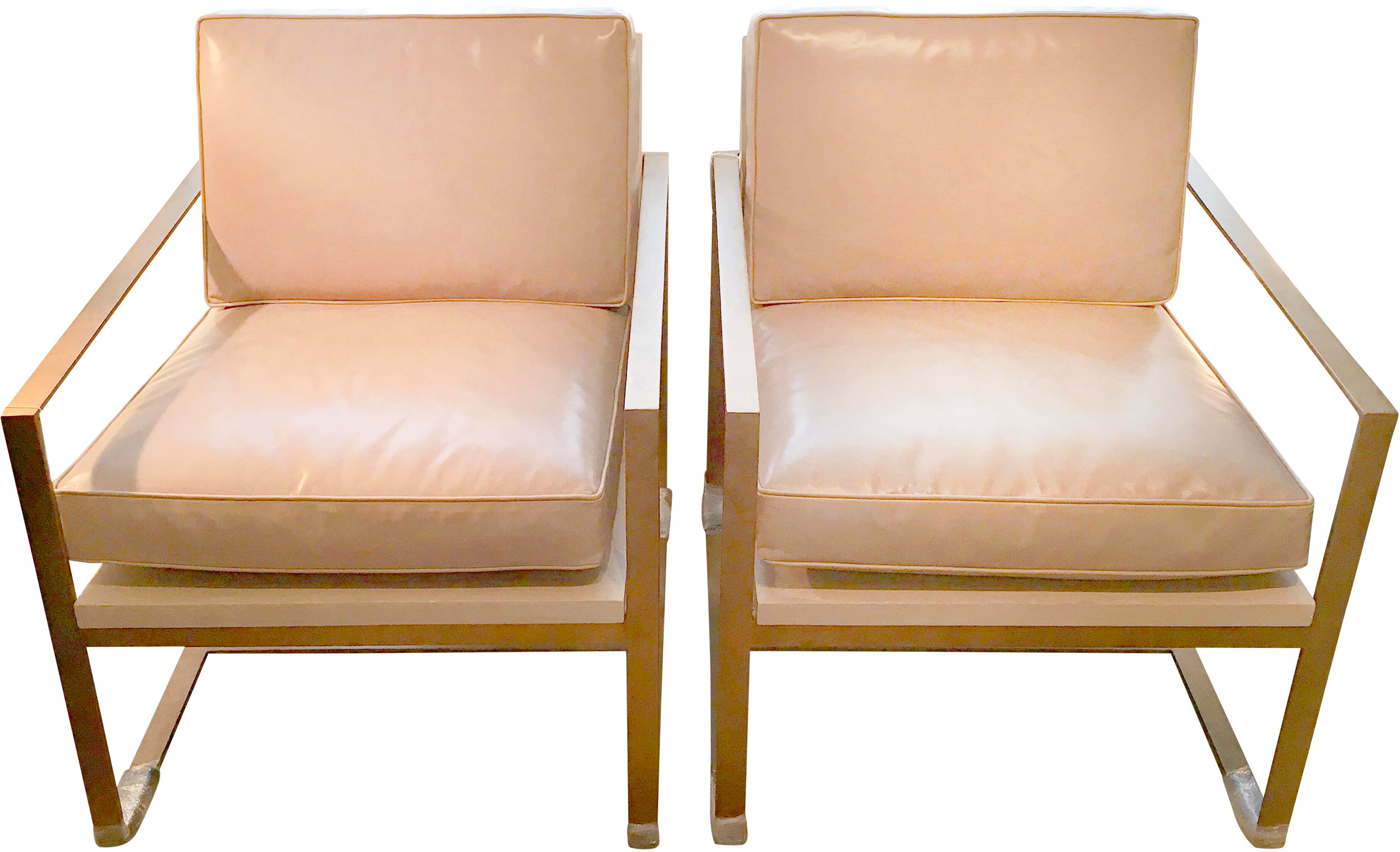 Redford House Leather With Gold Metal Frame Manhattan Lounge Chairs a