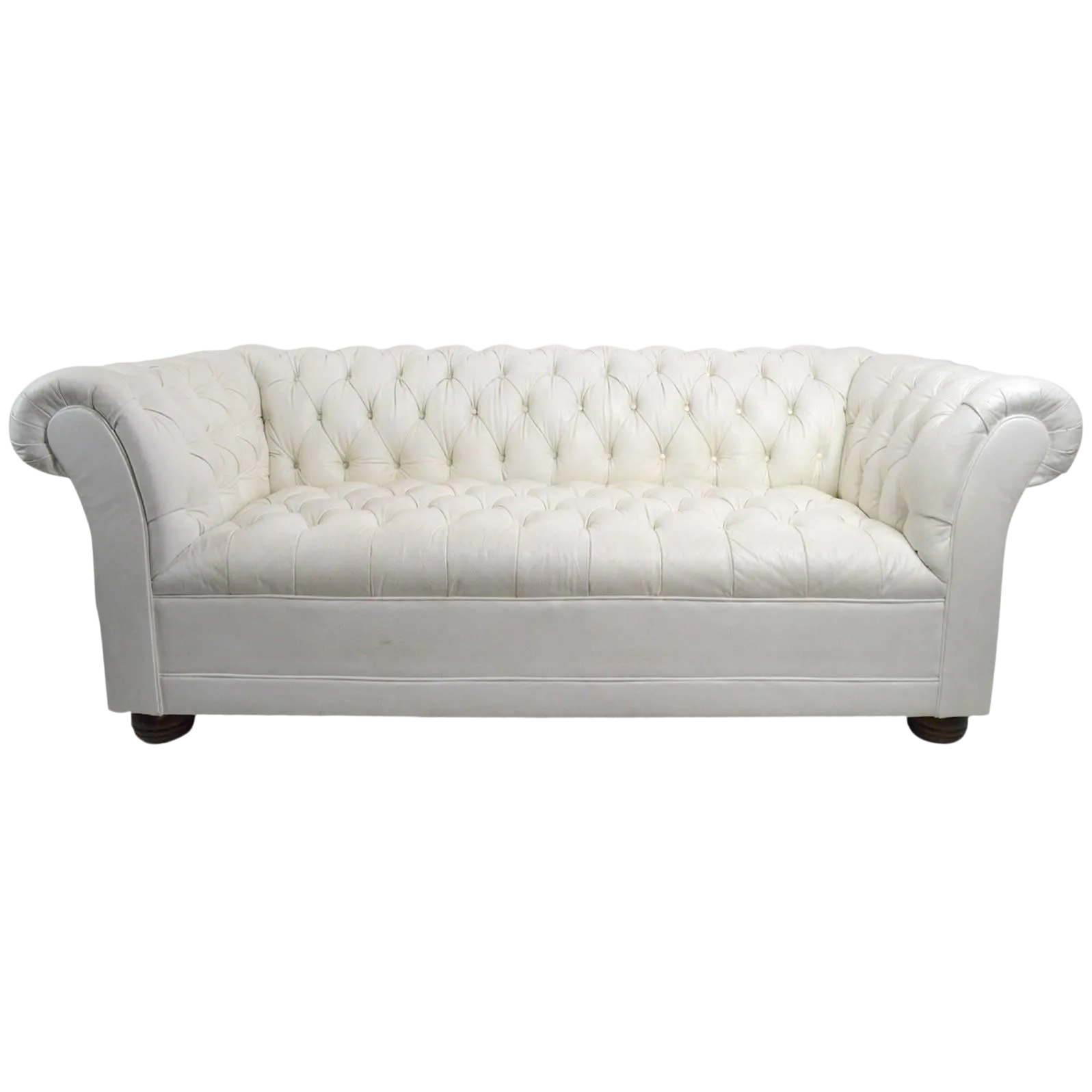 Chesterfield Sofa in White Vinyl Upholstery Chairish