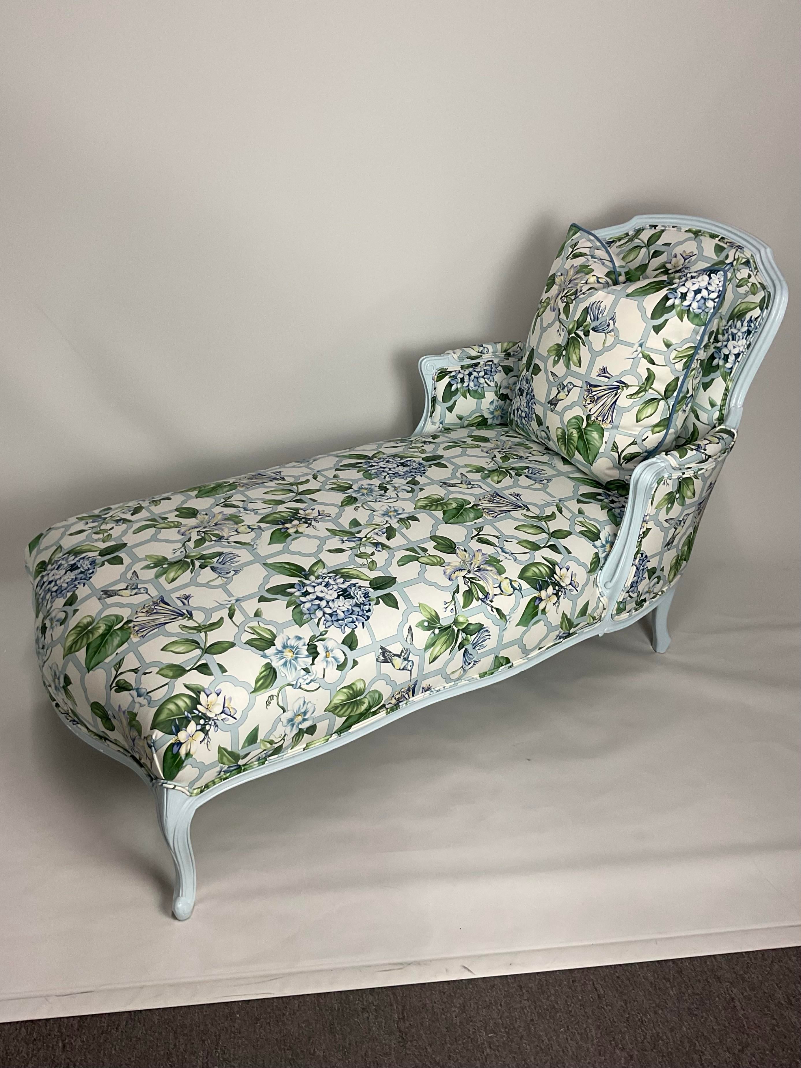Vintage Floral Chaise Lounge – Hand-Painted Frame Custom