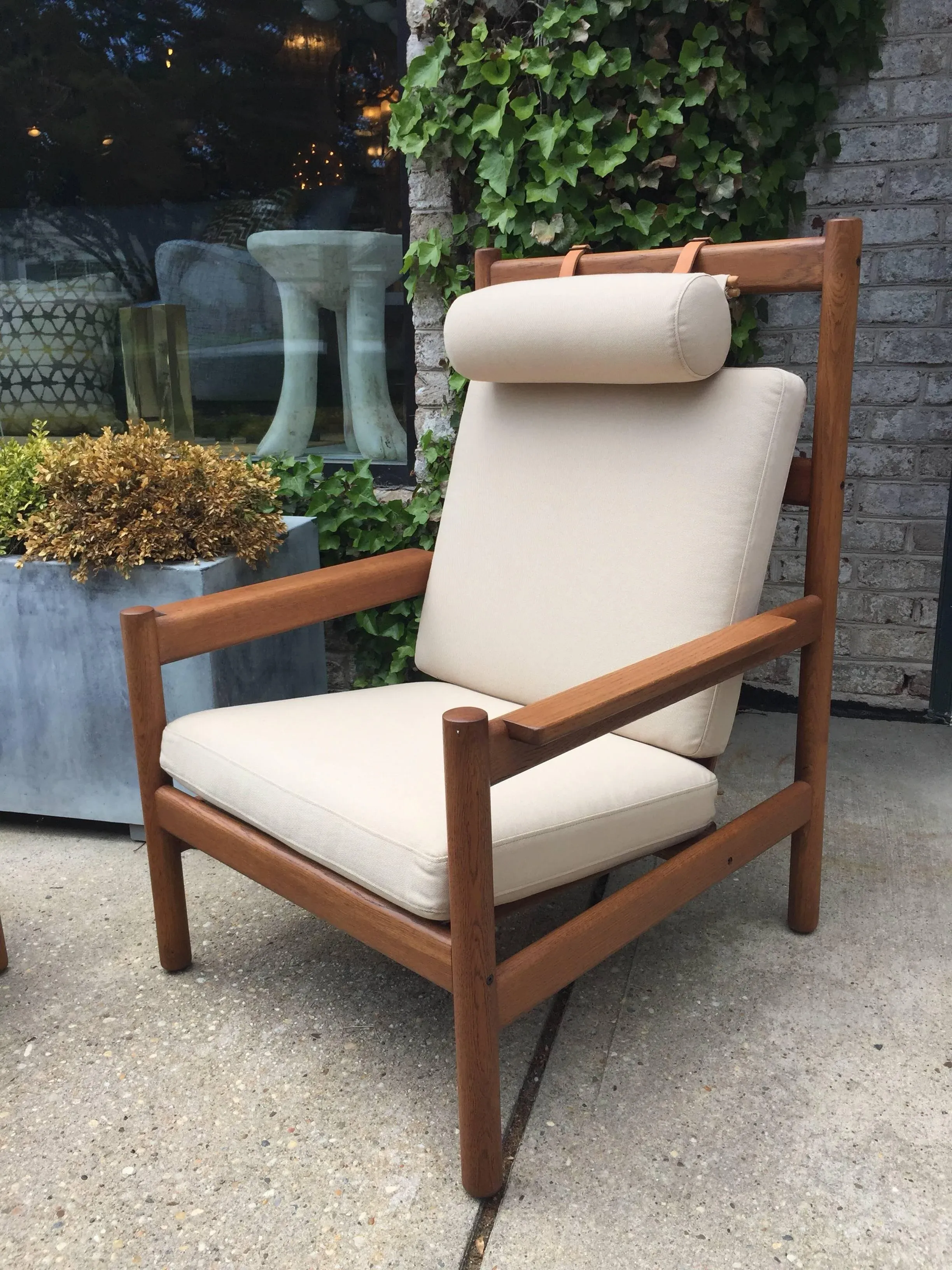 Vintage Arne Norell Style Teak Armchair and Ottoman with Leather