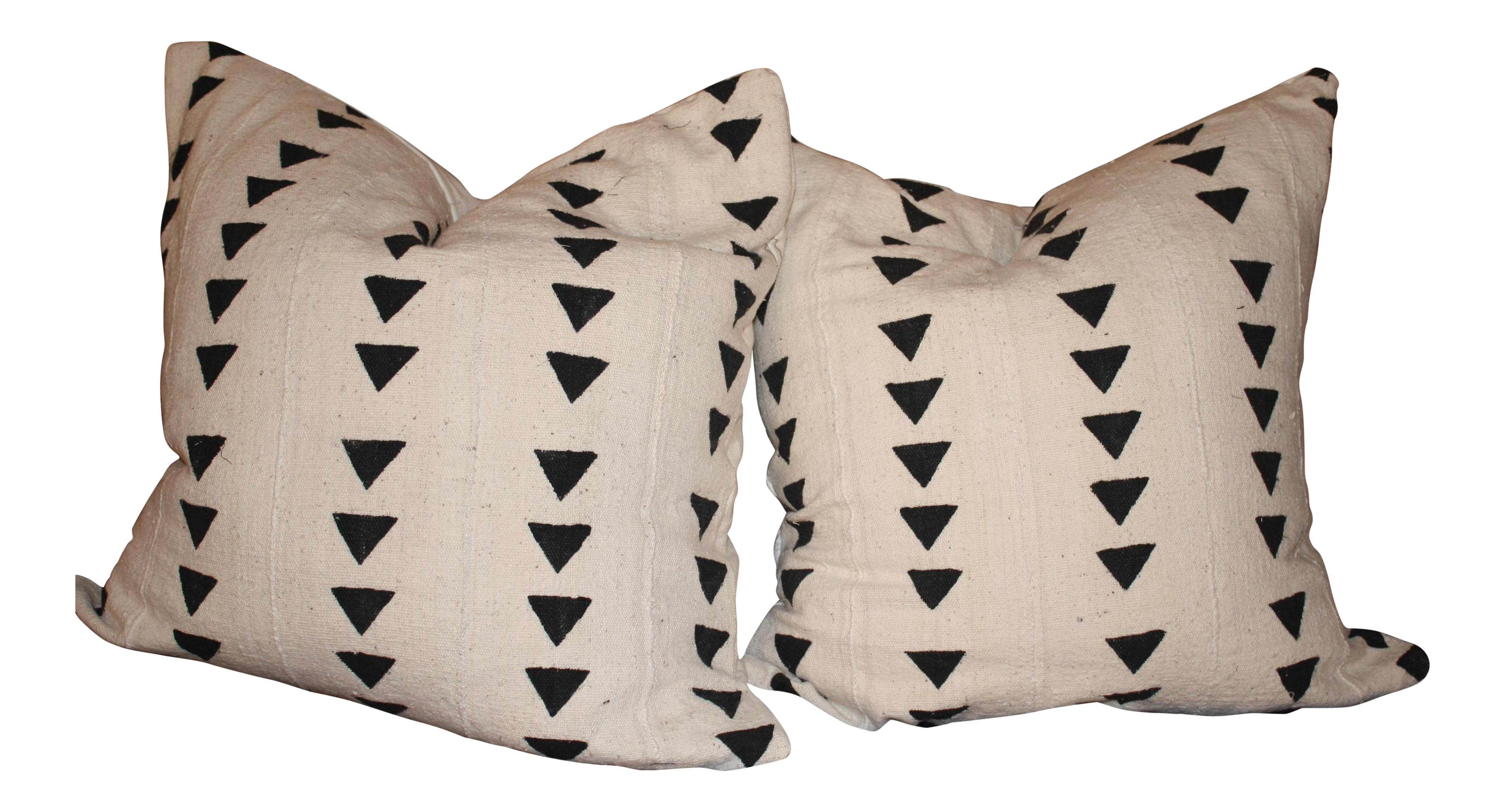 Large Euro Size African Mud Cloth Pillows A Pair Chairish