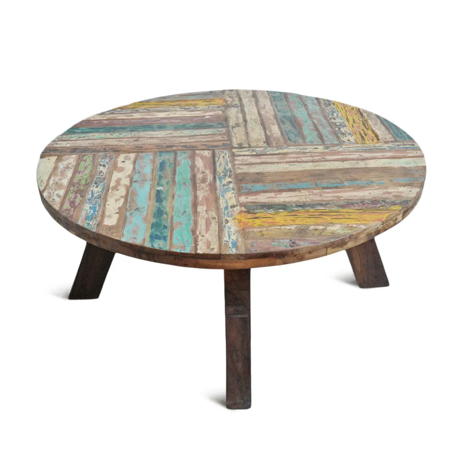 Vintage Reclaimed Round Boat Wood Coffee Table | Chairish, image size:1600x1600