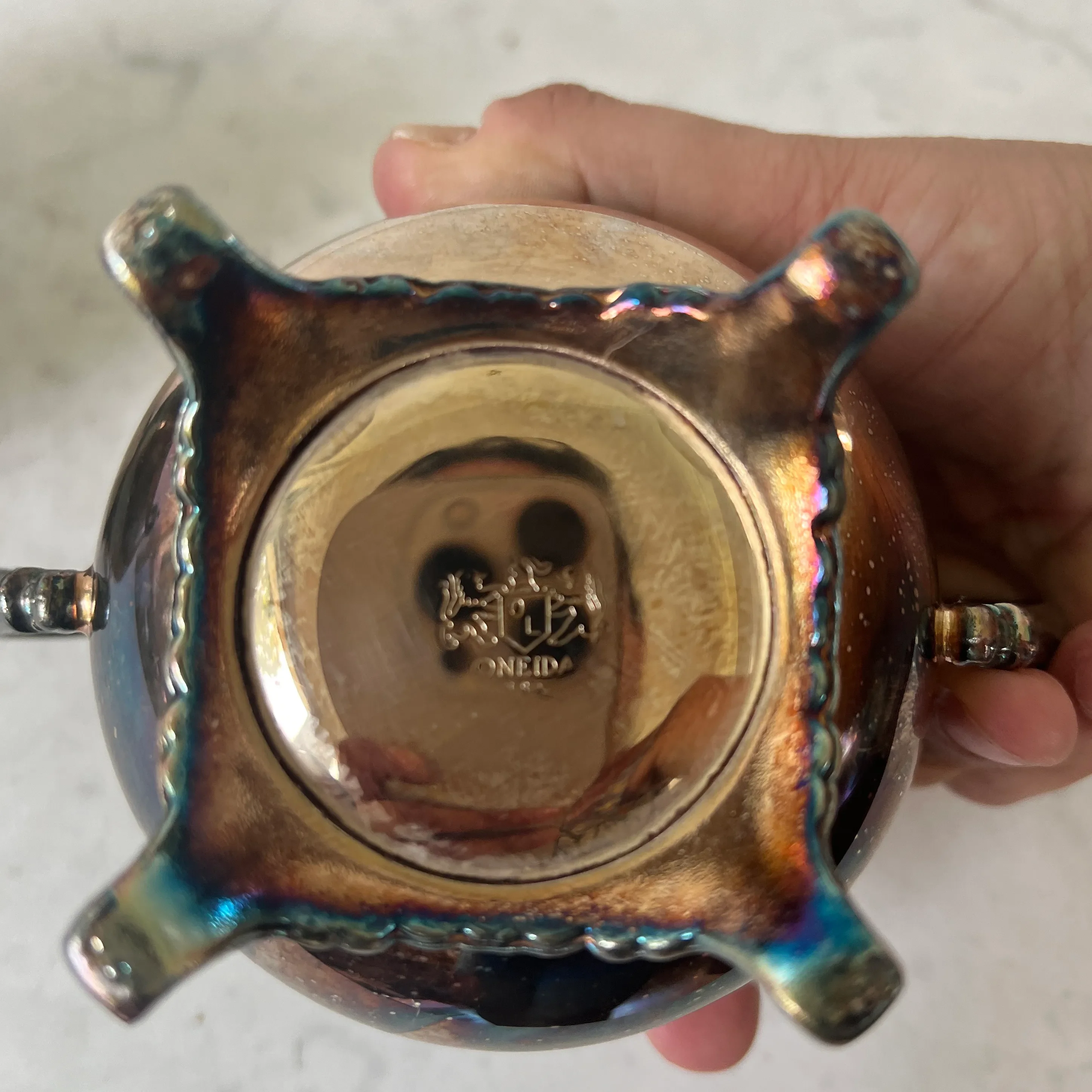 Vintage Oneida Sugar Bowl With Lid & Creamer Set - 3 Pieces