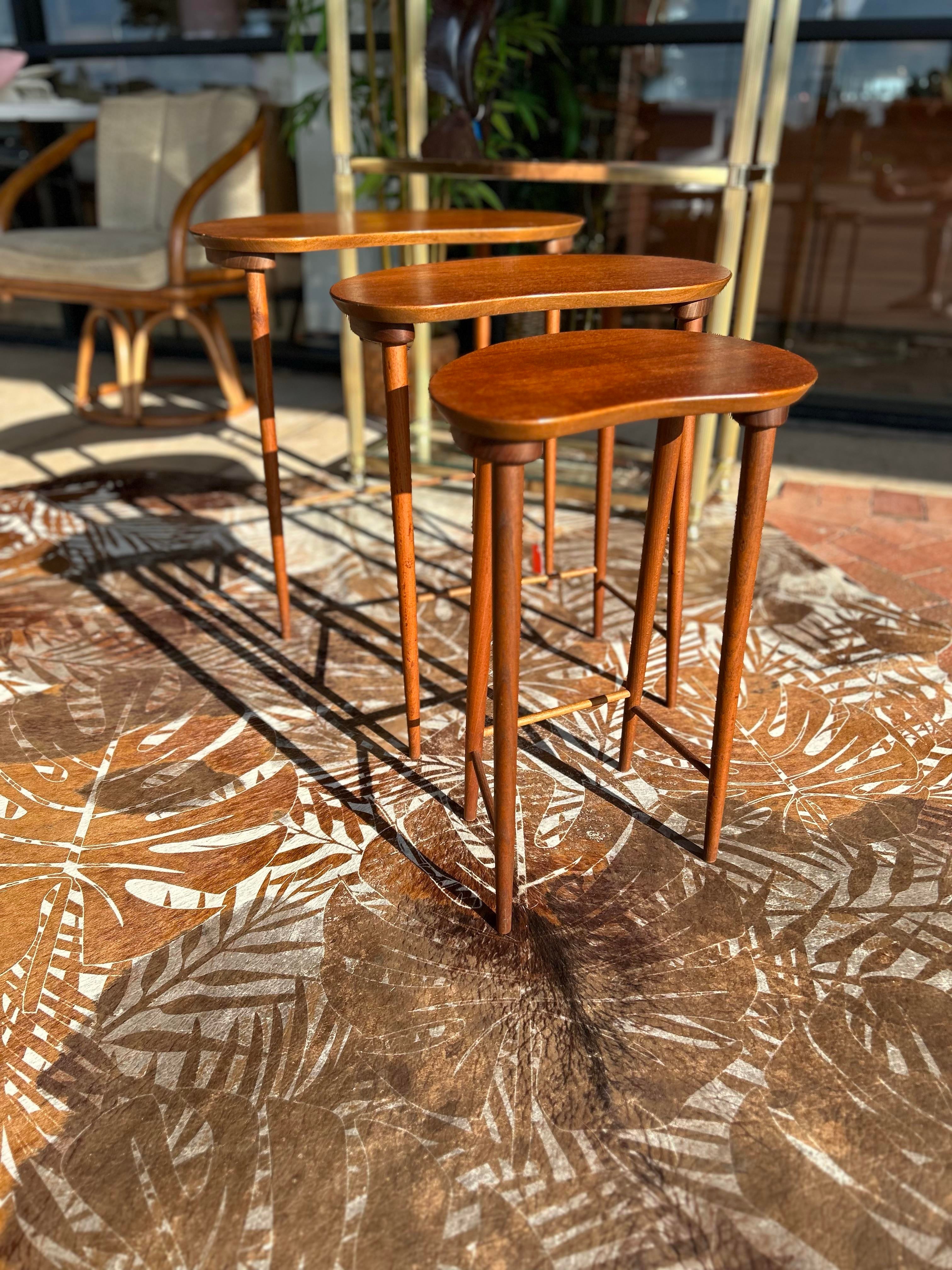 Edmund Jorgensen Kidney Shaped Nesting Tables for Mobelfabriken