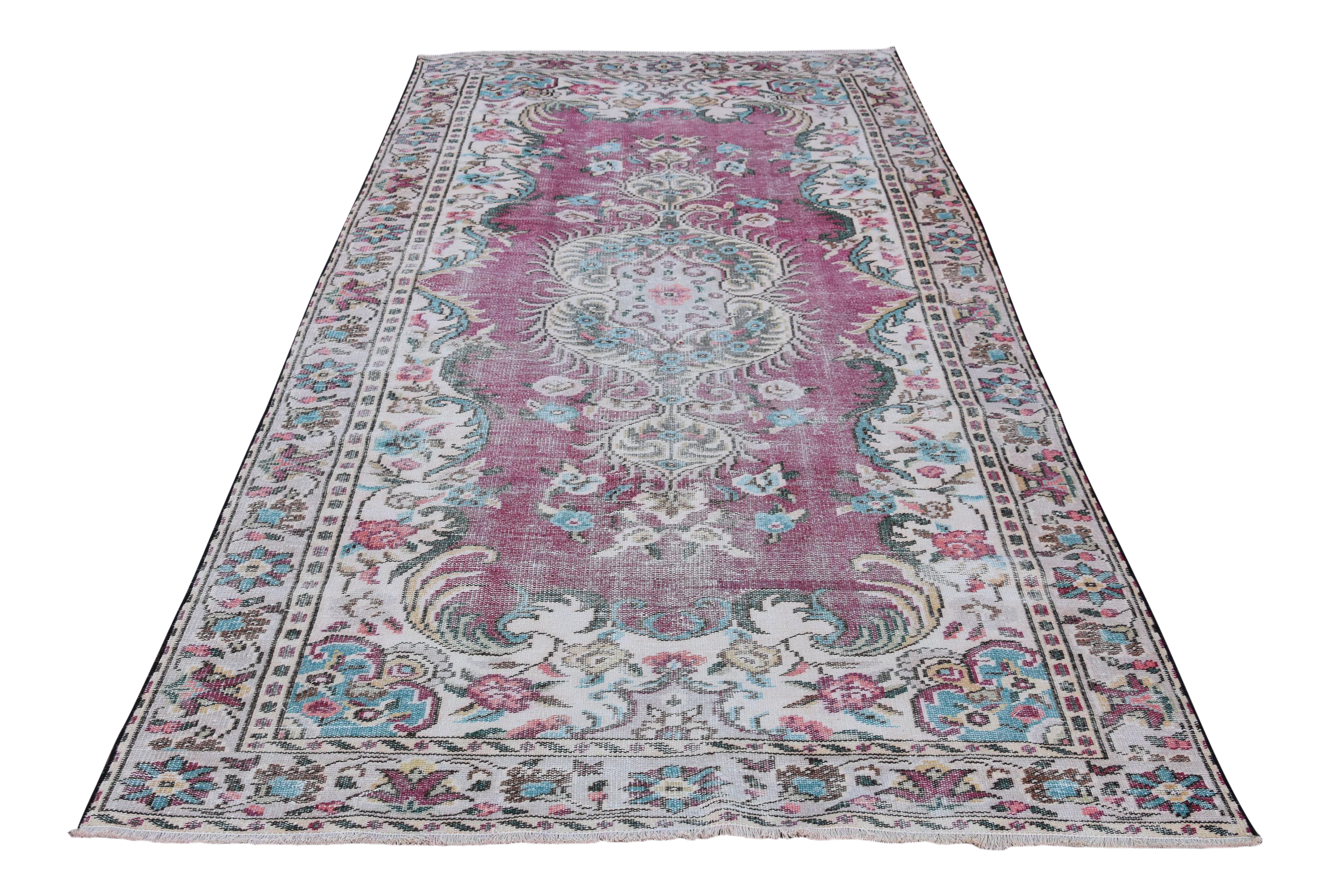 Turkish Antique Vintage Wool Area Rug Muted Red Color Rug Floral Design Livingroom Handmade Rug 5x9 Ft Chairish