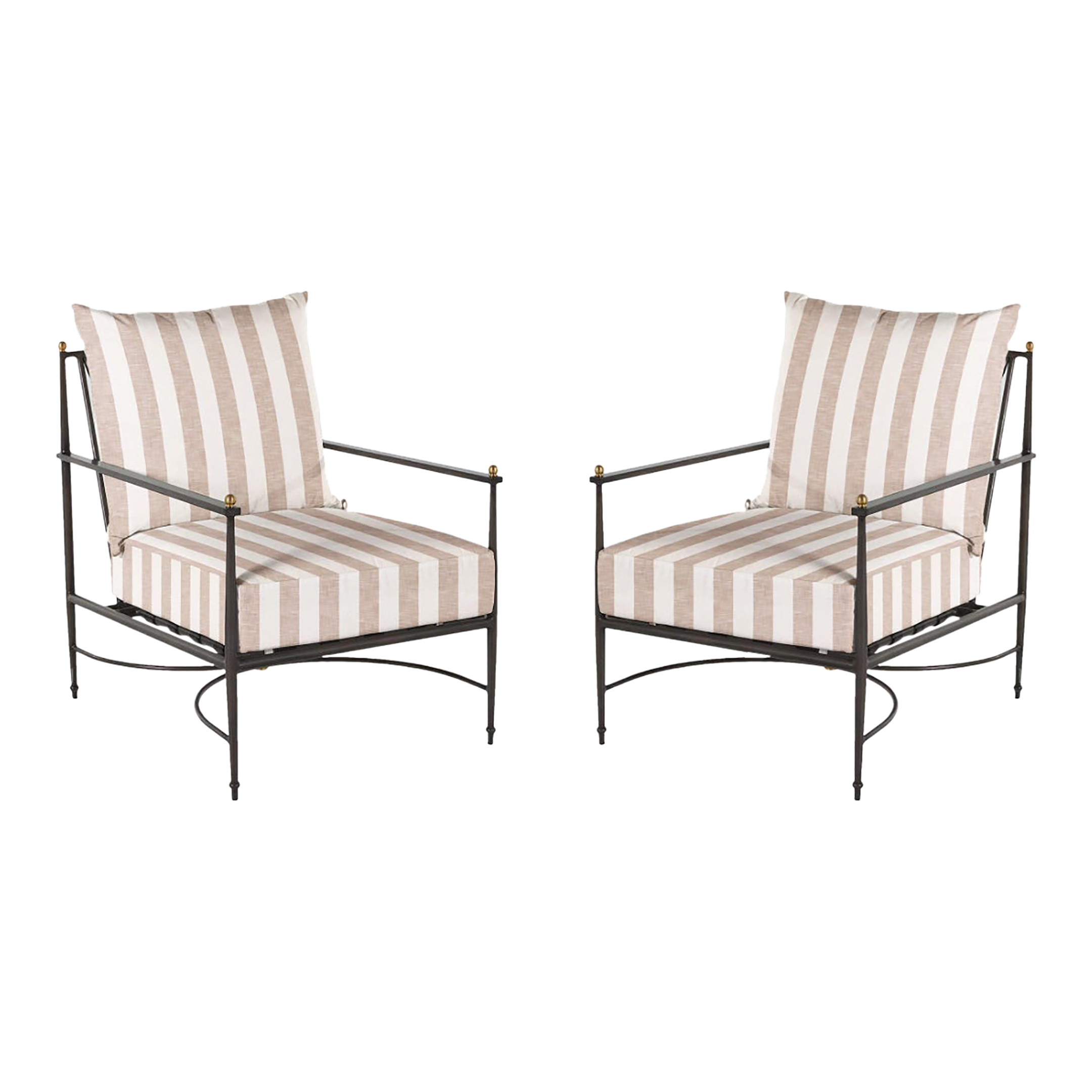 Summer Classics Roma Lounge Chairs in Taupe Stripe A Pair Chairish