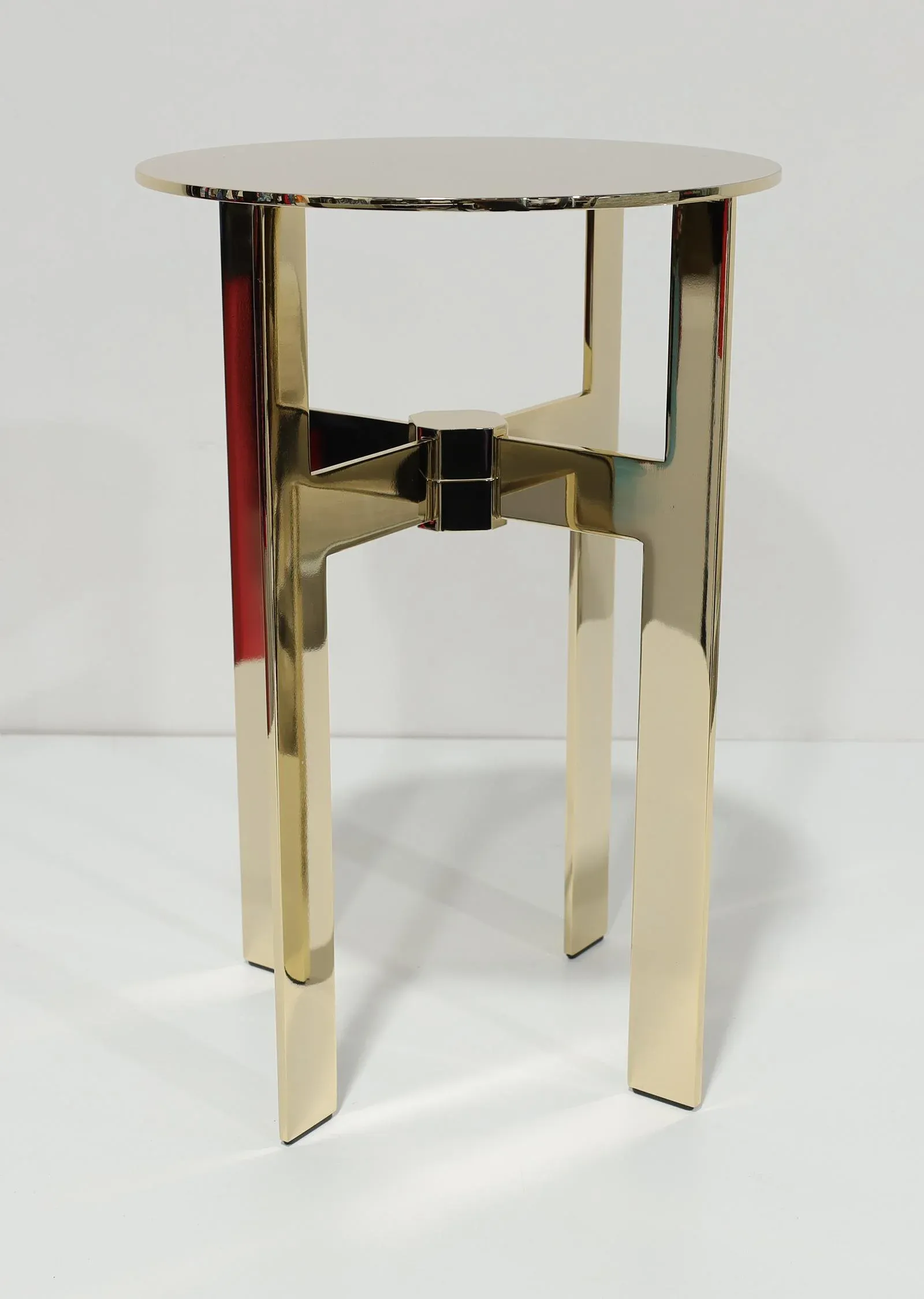 Minotti Ellis Side Table in Polished Gold Finish | Chairish