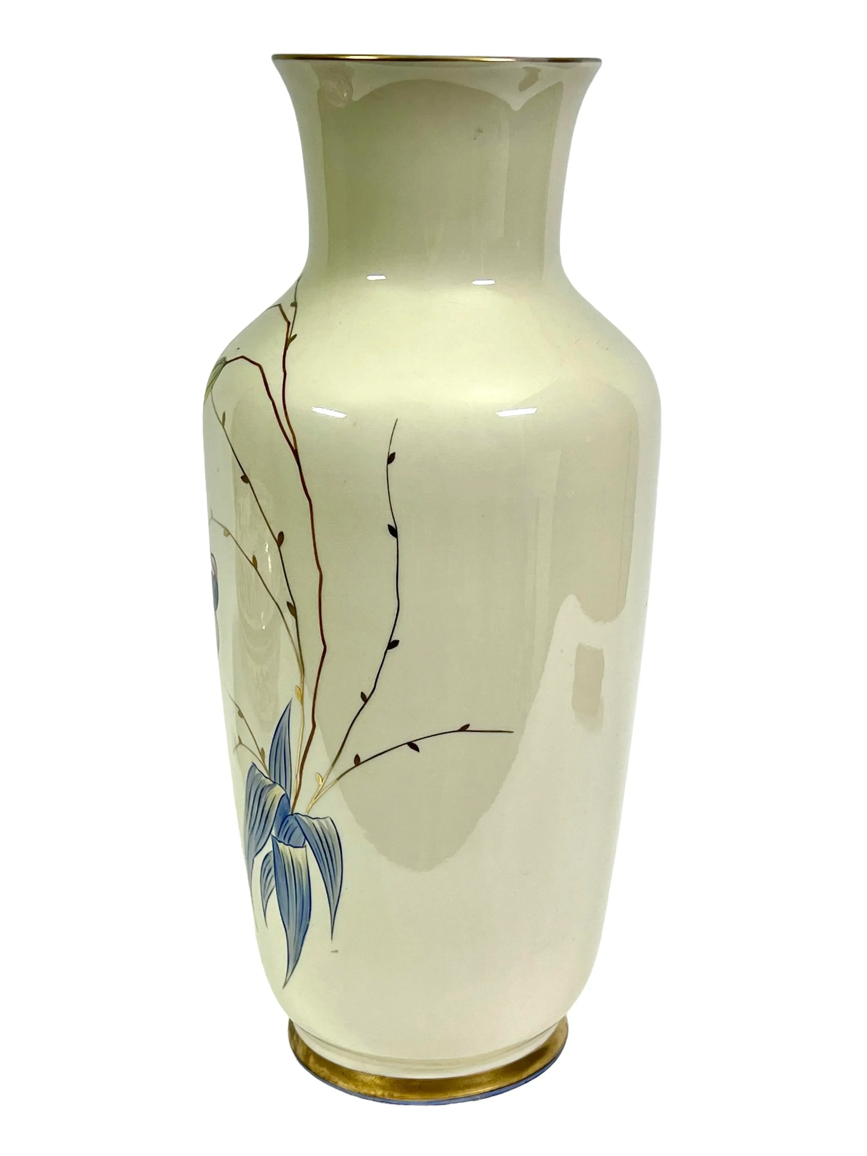 Mid-Century Tall Veb Lichte German Painted Flowers Vase, 18