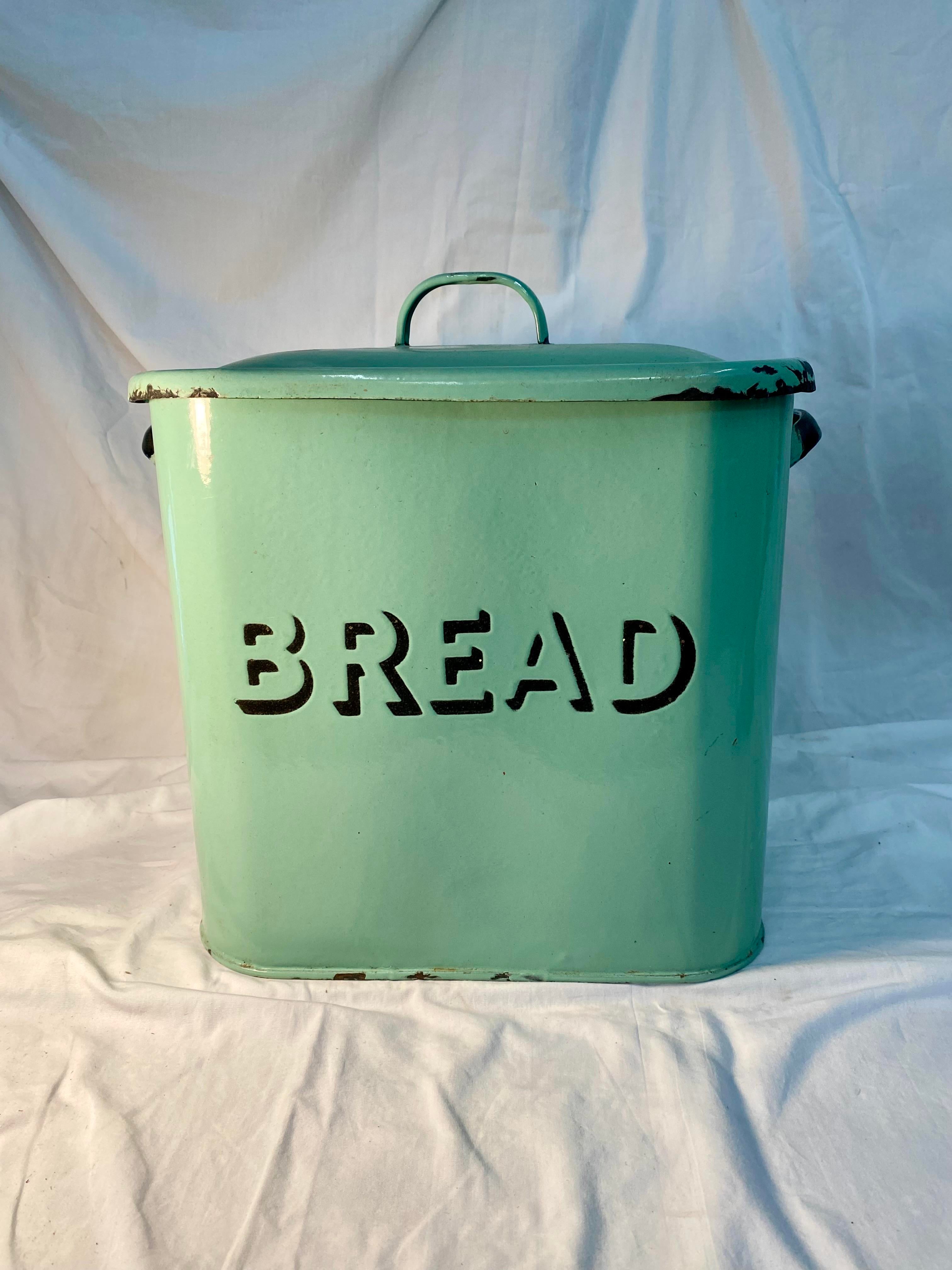 Vintage English Enamel Bread Bin | Chairish