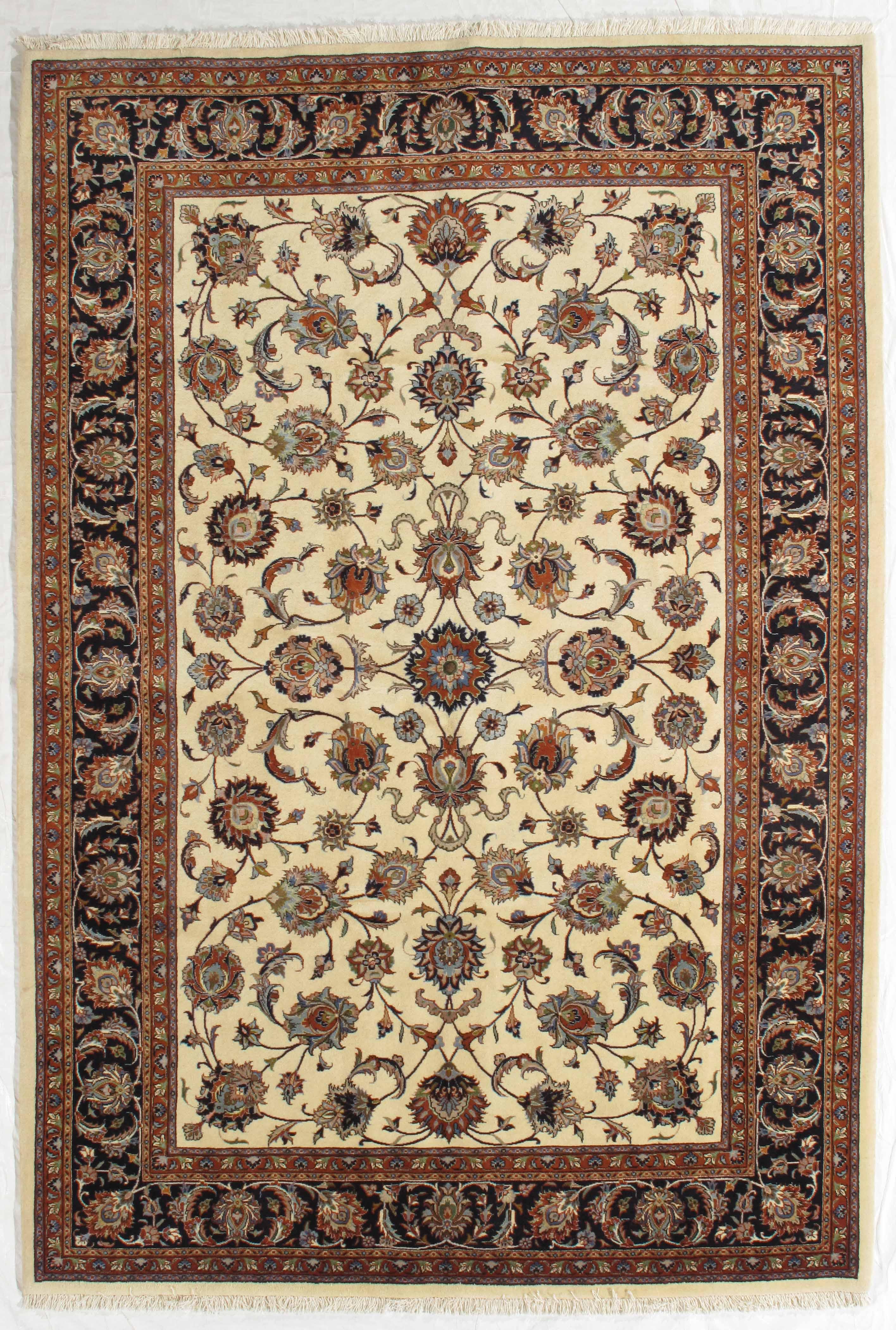 Vintage Hand-Knotted Persian Mashad Rug 6\'8\