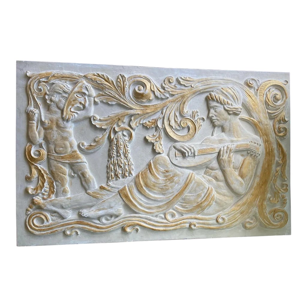Vintage Neoclassical Plaster Greek Wall Sculpture | Chairish