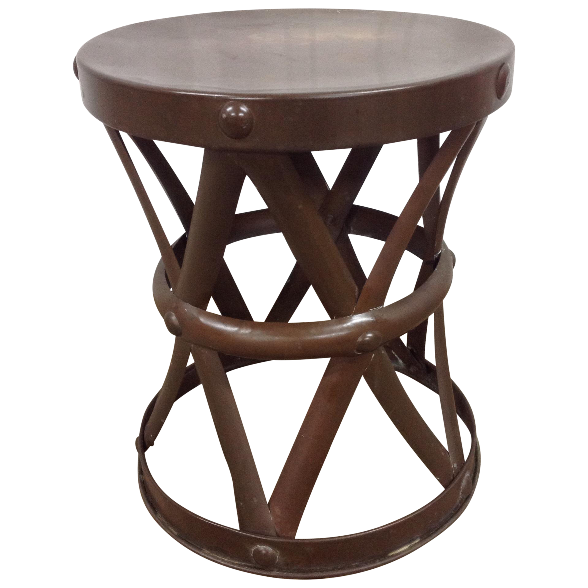 Mid Century Sarried Boho Chic Brass Drum Table Chairish