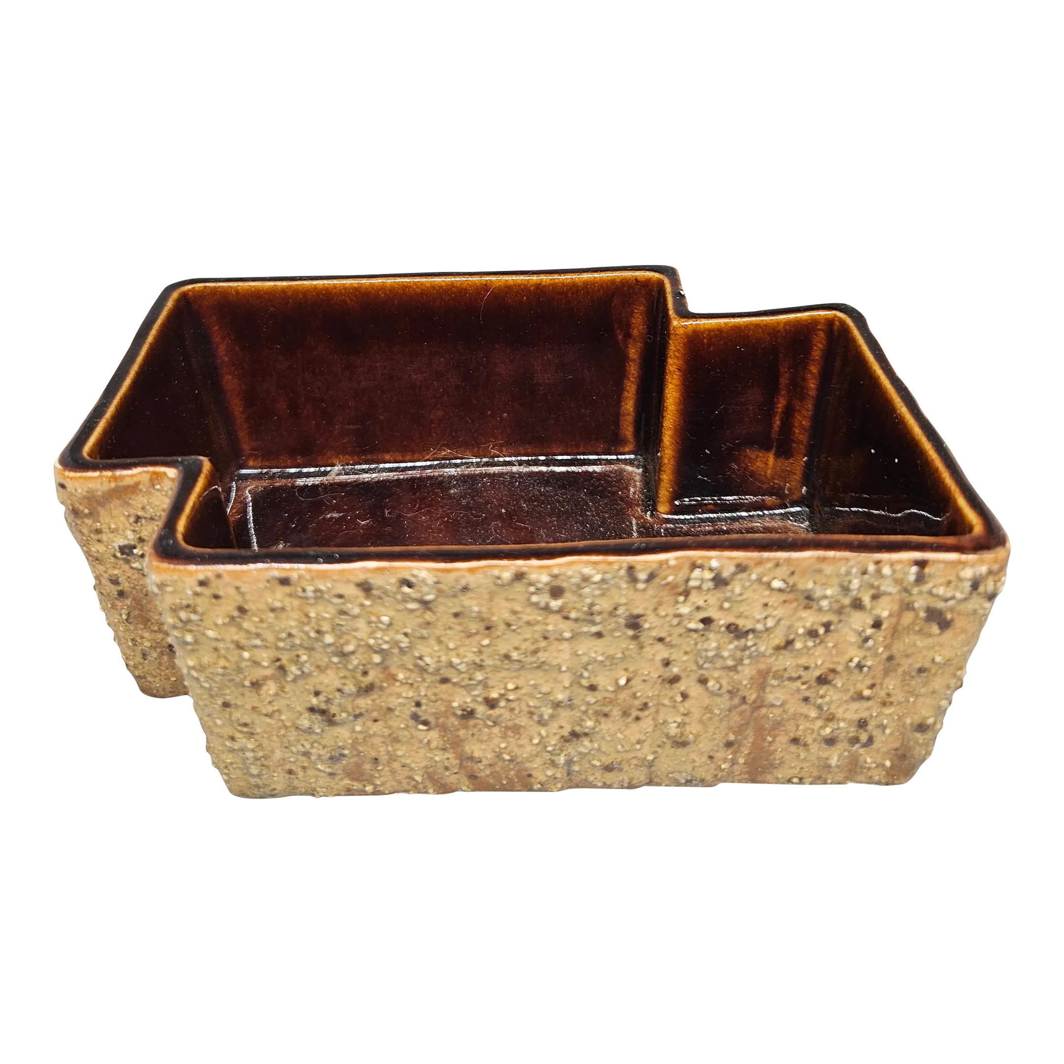 Vintage Mid Century Lava Glaze Yamasan Toyo Ikebana Pottery