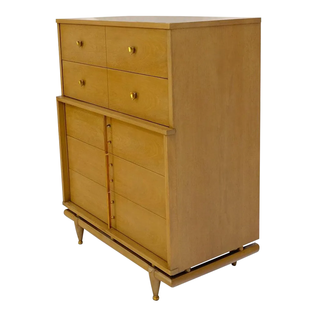MidCentury Modern Floating Base 5 Drawers High Chest Dresser Chairish