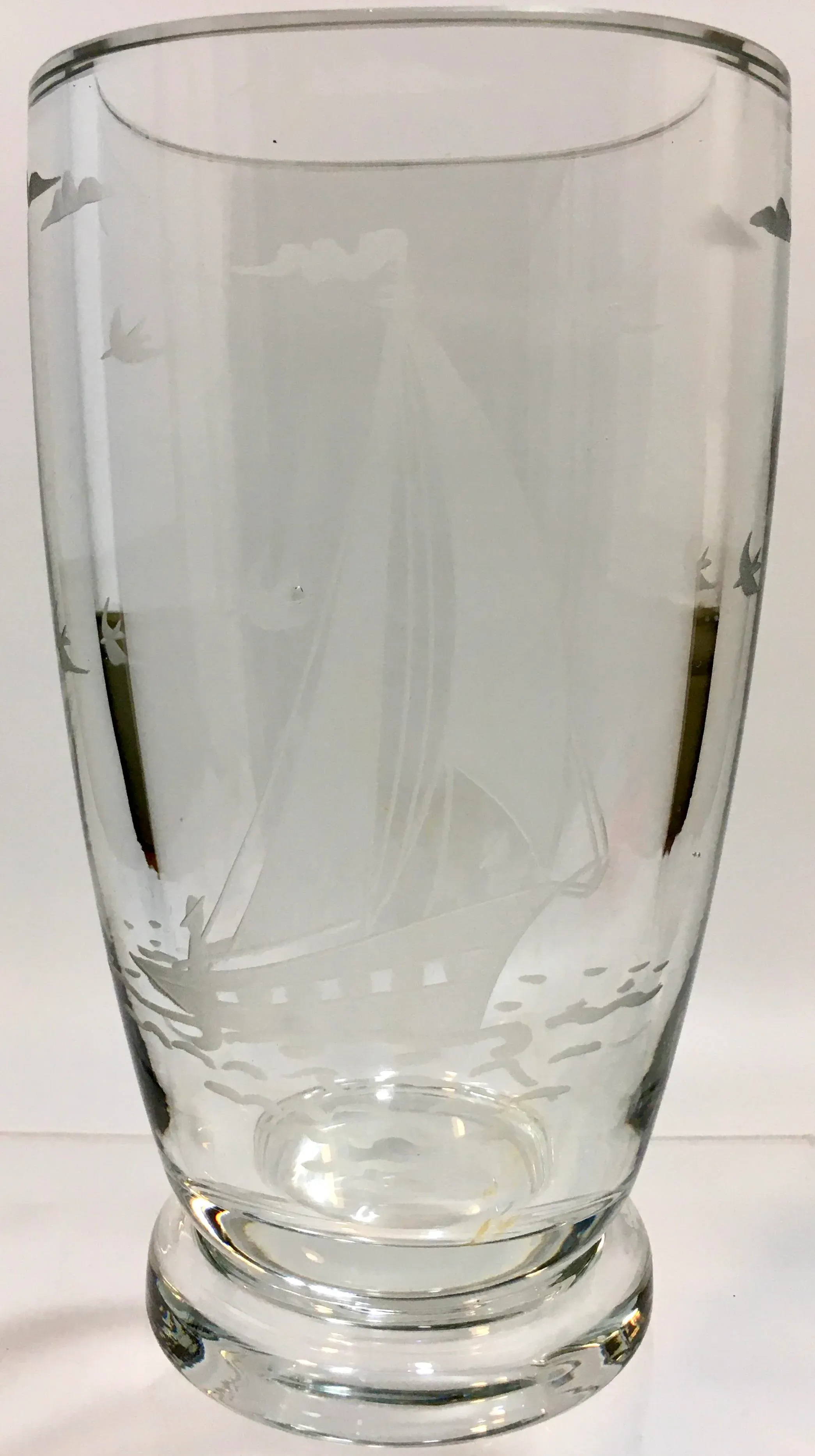 Crystal Lars Hellsten Orrefors Sailboat Vase | Chairish