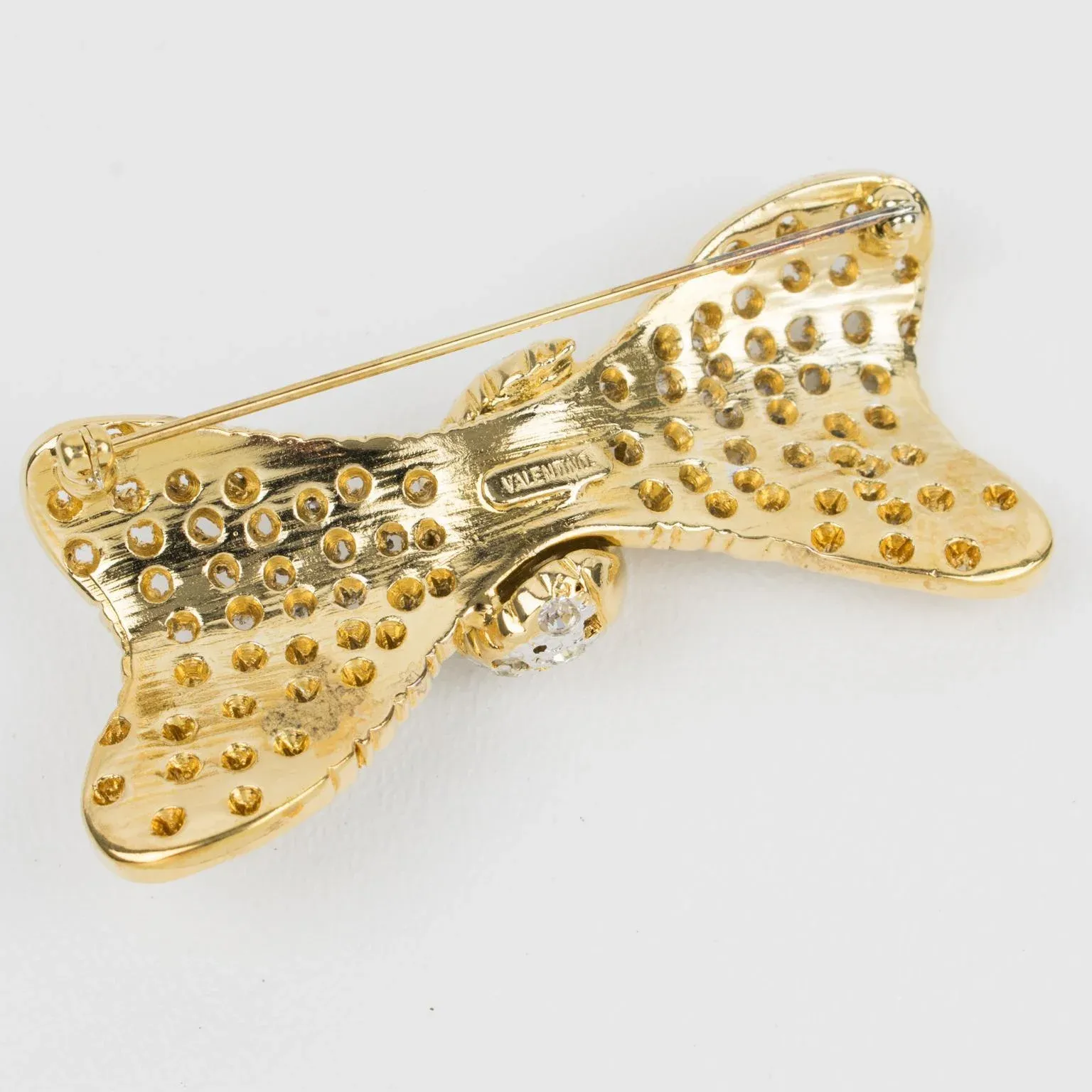 Valentino Jeweled Bowtie Pin Brooch | Chairish