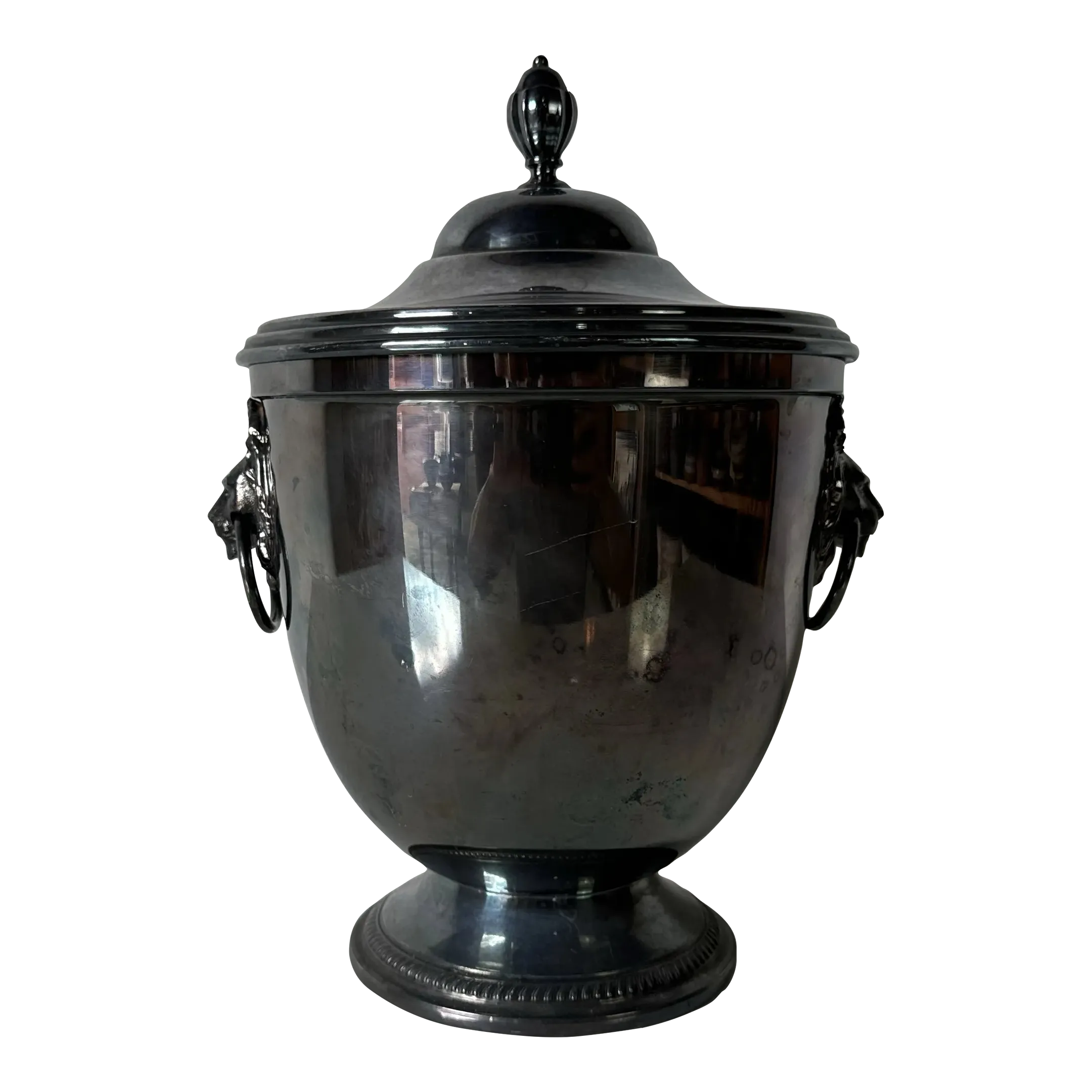 Vintage Reed Barton Silverplate Ice Bucket With Lion Head