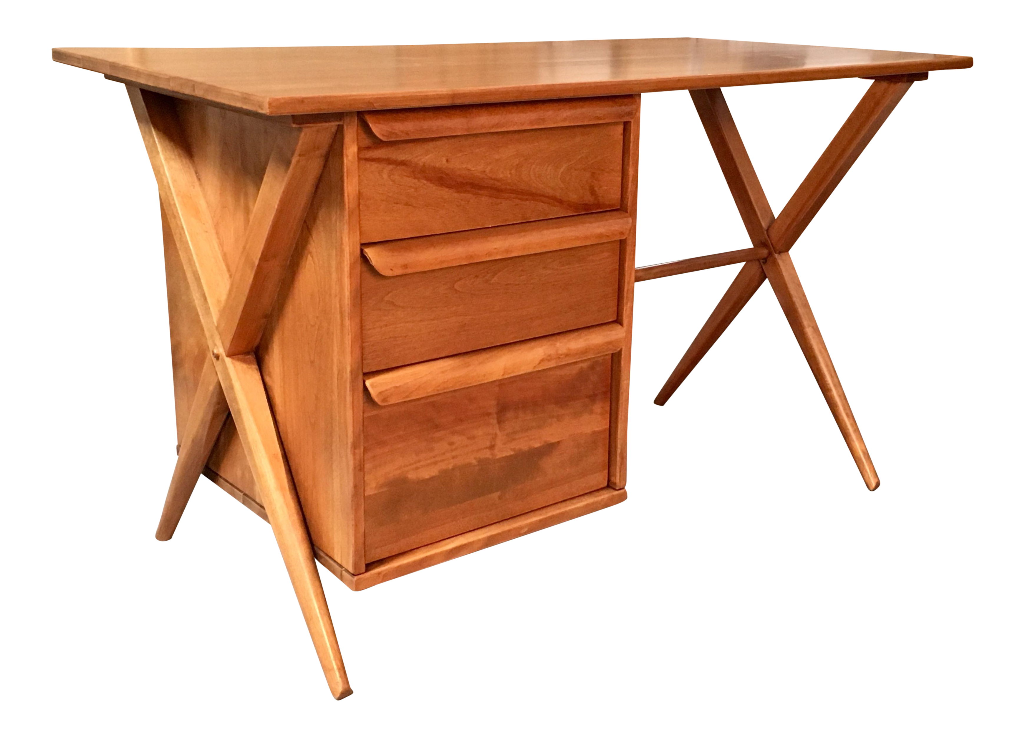 1950 S Maple X Leg Desk With Bookcase Chairish