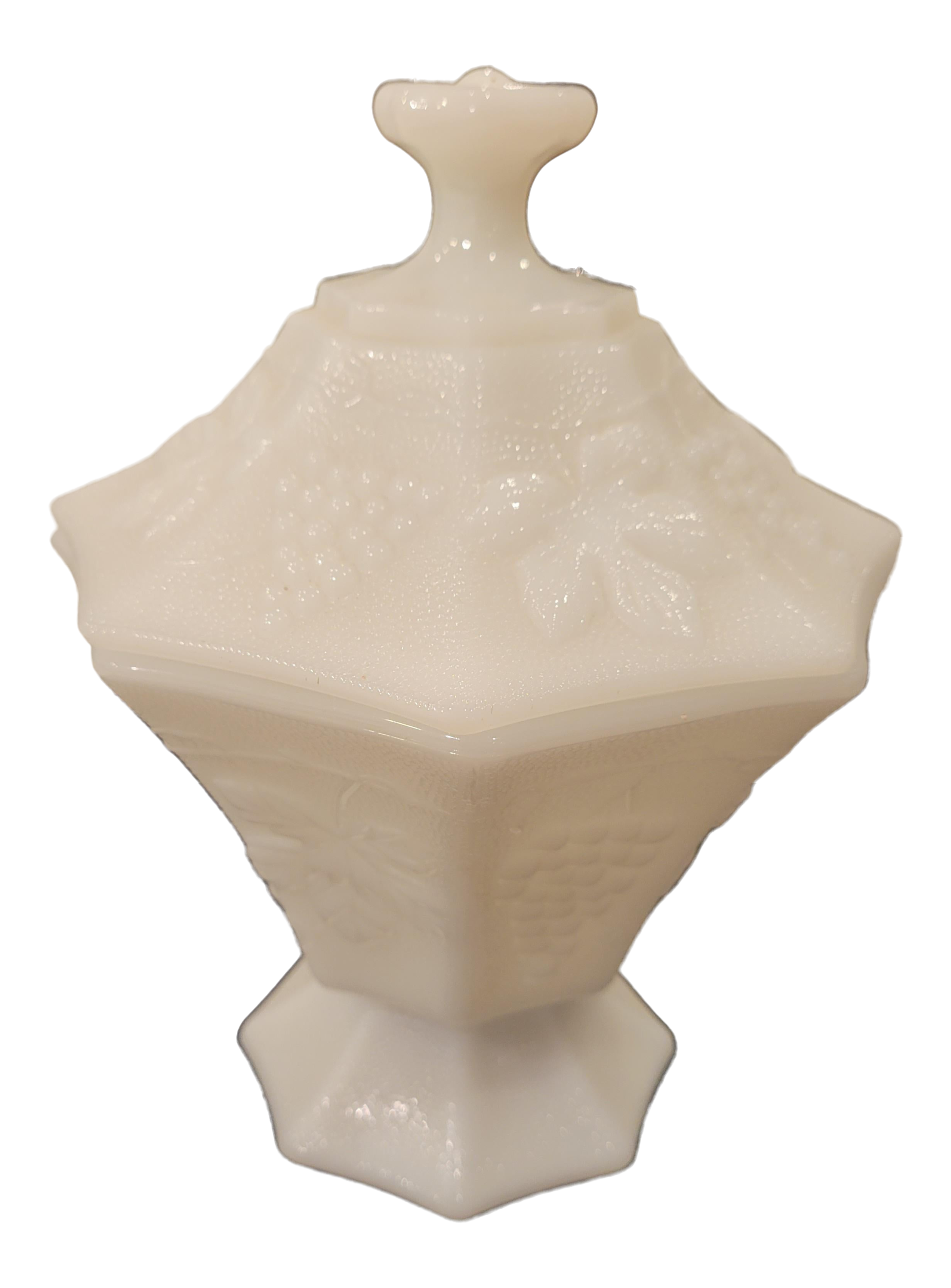 Octagon milk glass grape candy dish Bowls Kitchen & Dining