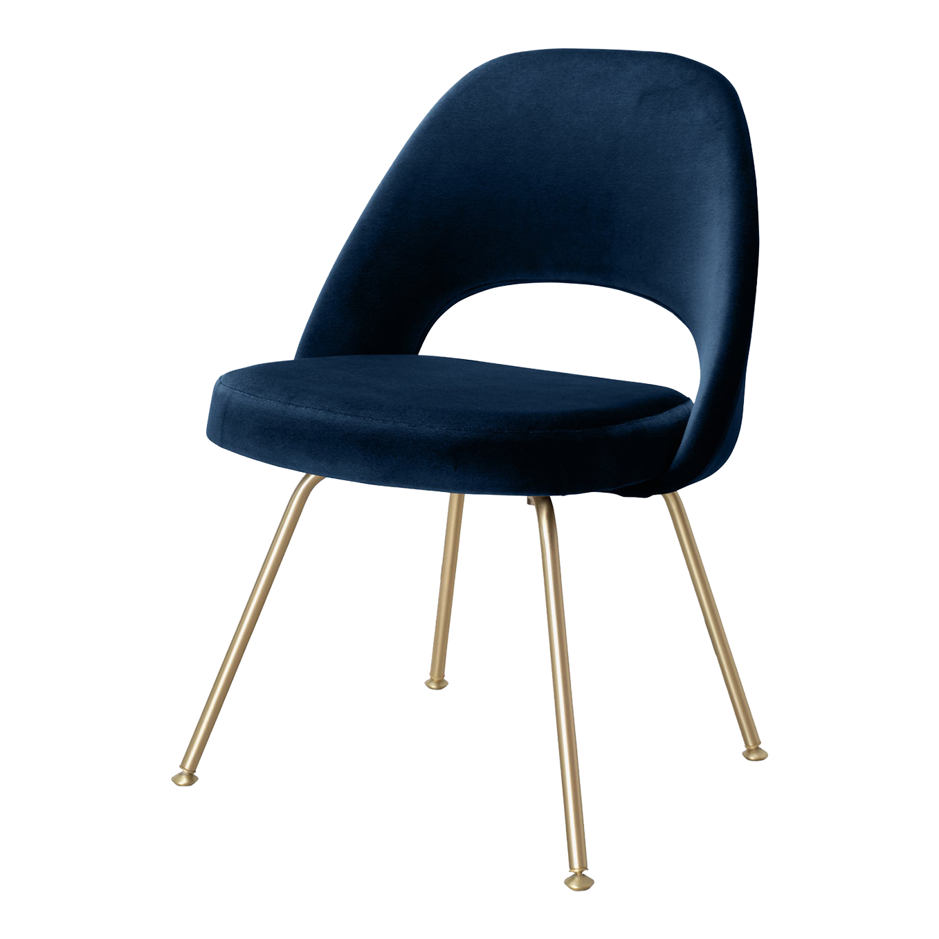 Eero Saarinen for Knoll Executive Armless Chairs in Navy Blue Velvet
