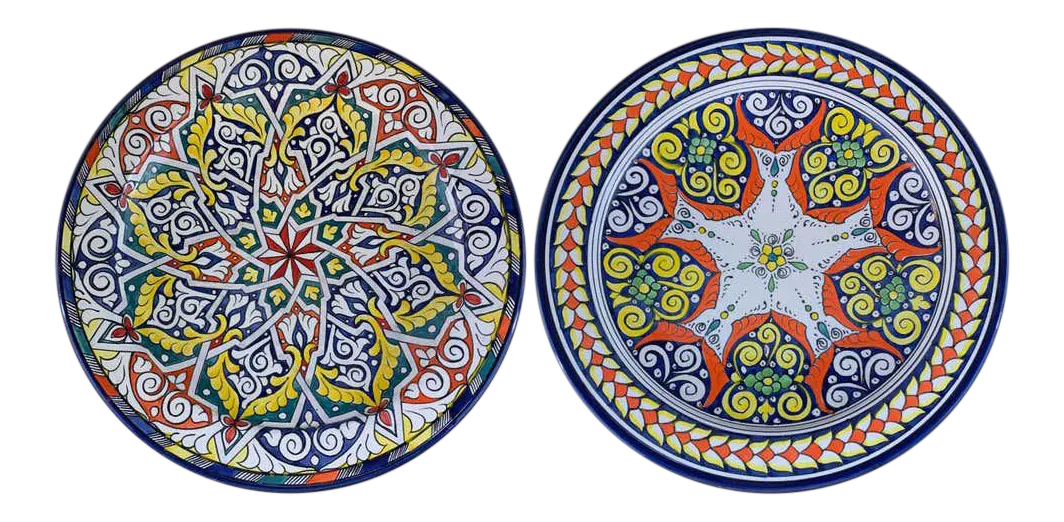 Handmade Large Ceramic Serving Decorative, Center Table Plate, Set of 2 Chairish