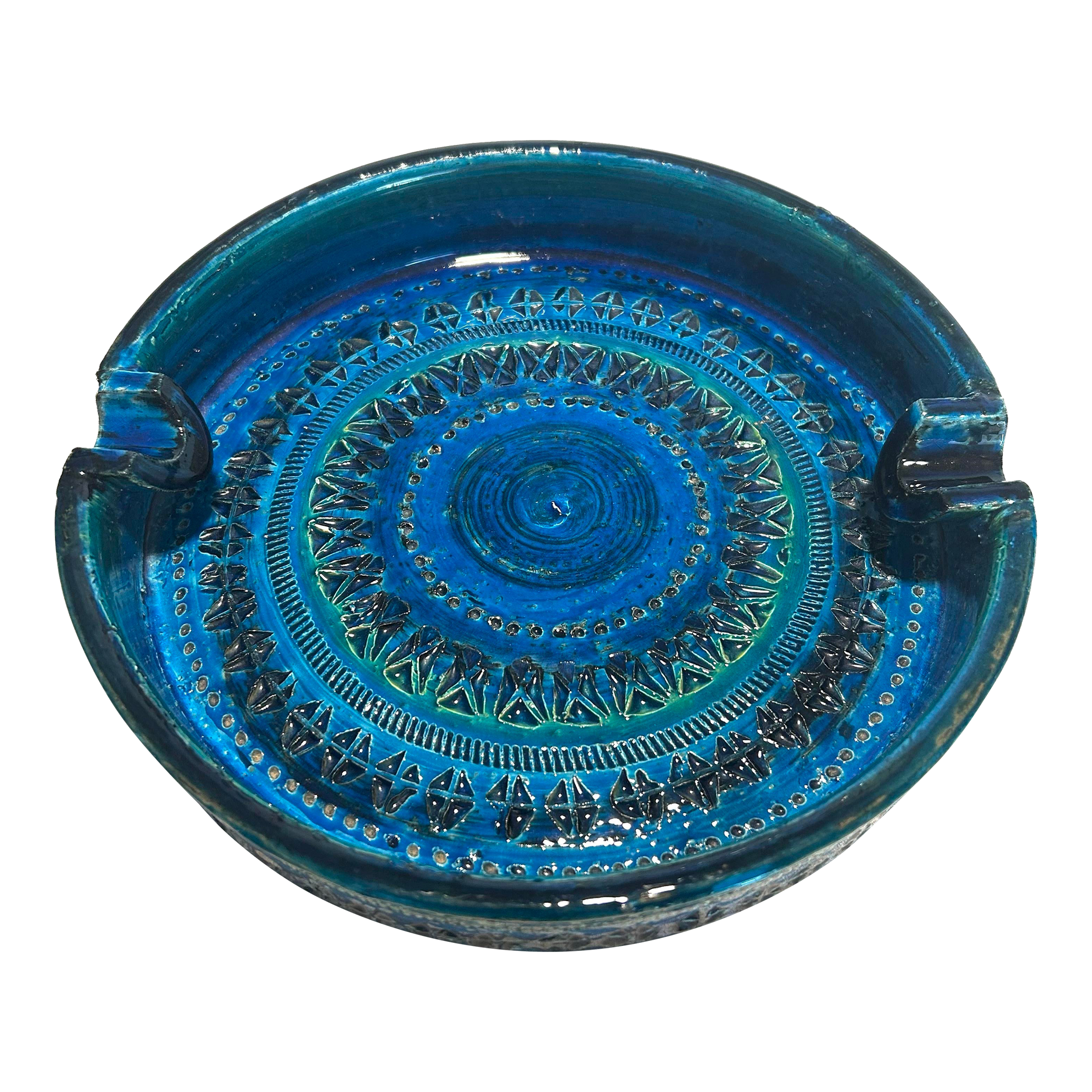 20thC MCM Italian Aldo Londi for Bitossi Rimini Blue Large Ceramic