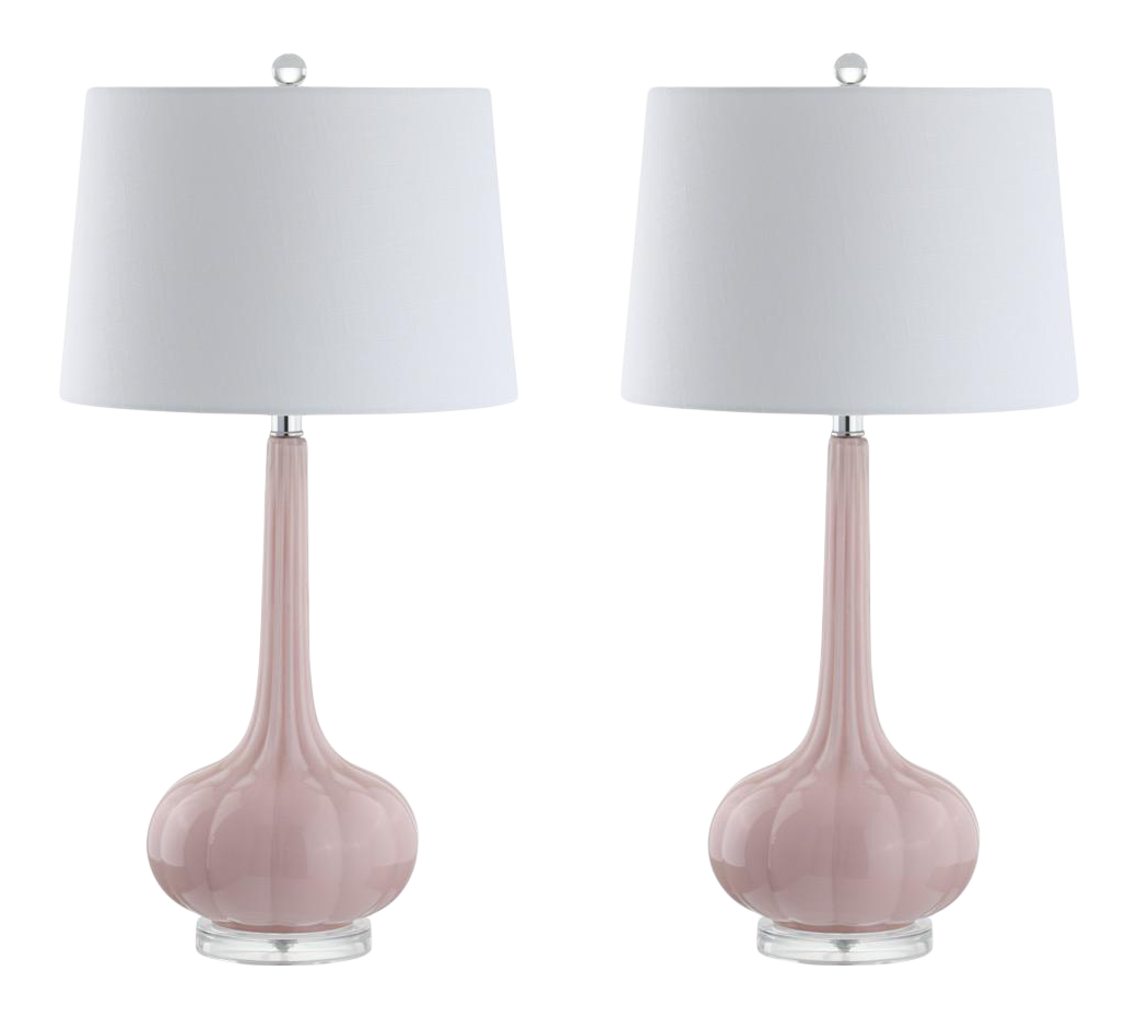 Glass Teardrop LED Table Lamp, Pink a Pair Chairish