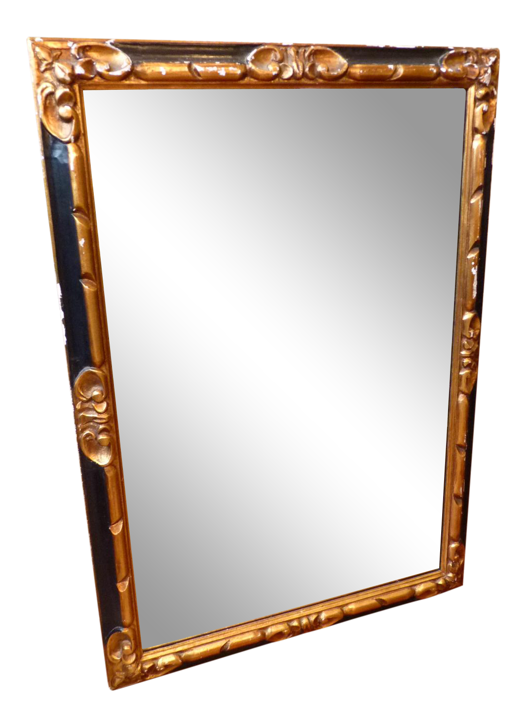 Vintage Distressed Black & Gold Rectangular Wall Mirror Chairish