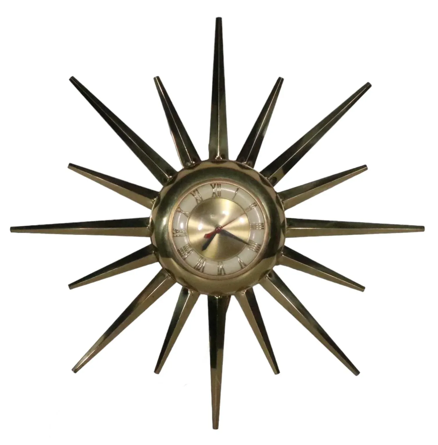 Mid Century Sunburst Form Wall Clock by United C 1950/1960's