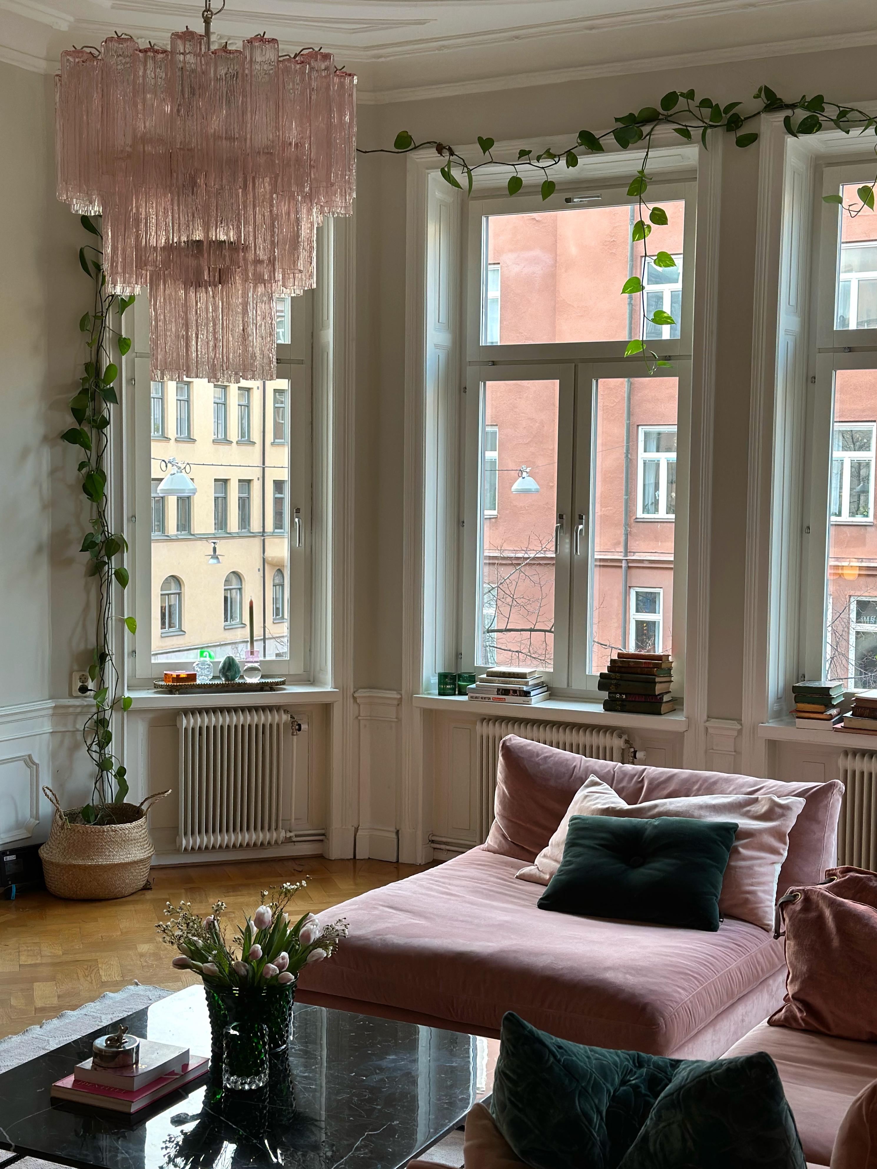Pink Murano Glass Tronchi Chandelier