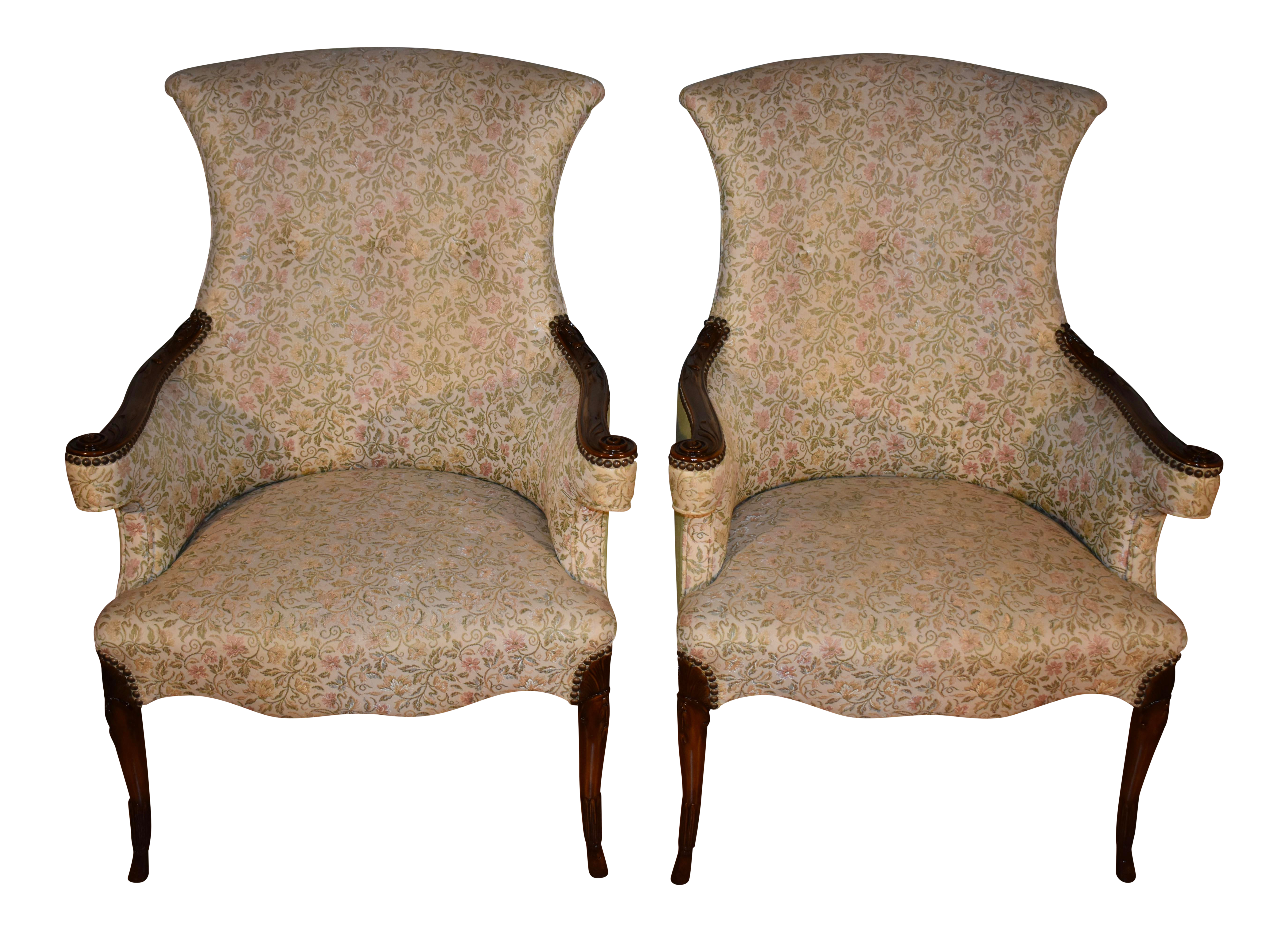 1910s Antique Regency Mahogany Living Room Spring Seat Chairs A Pair Chairish